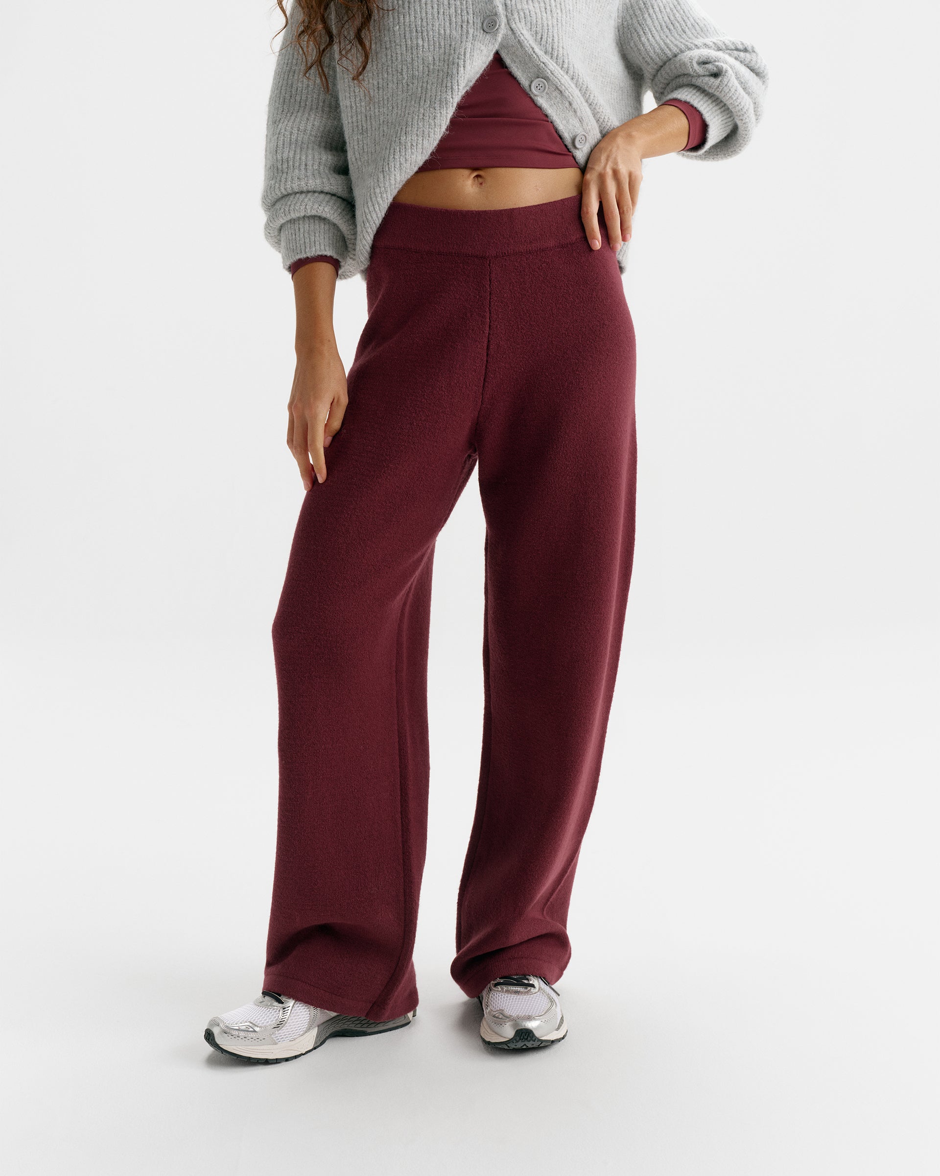 Knit Straight Leg Sweatpants - Damson Red