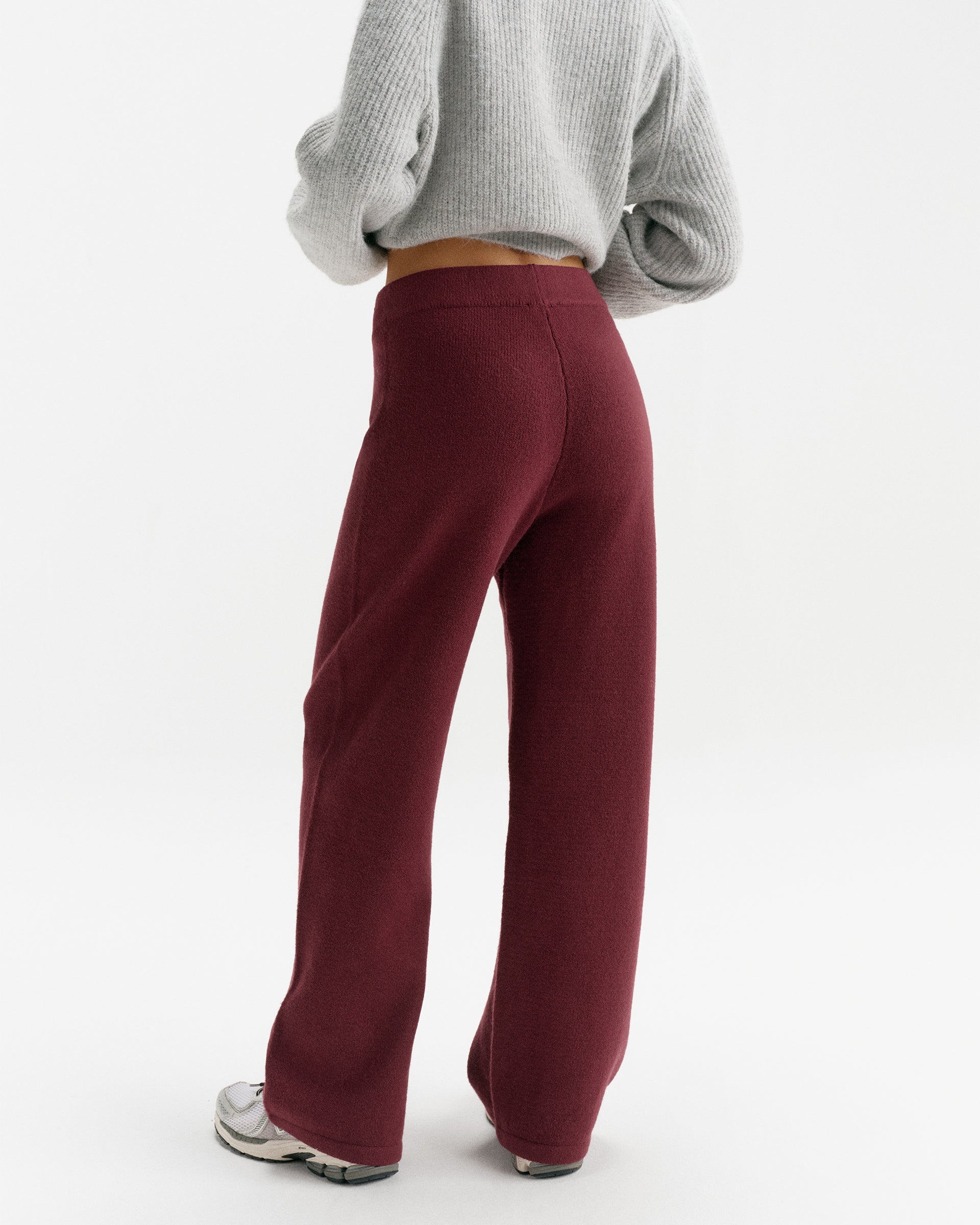 Knit Straight Leg Sweatpants - Damson Red