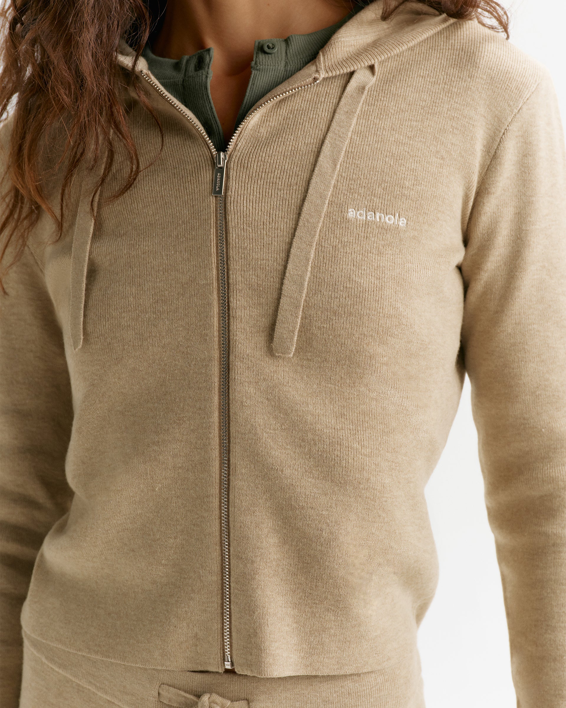 Adanola Knit Zip Up Hoodie - Oatmeal