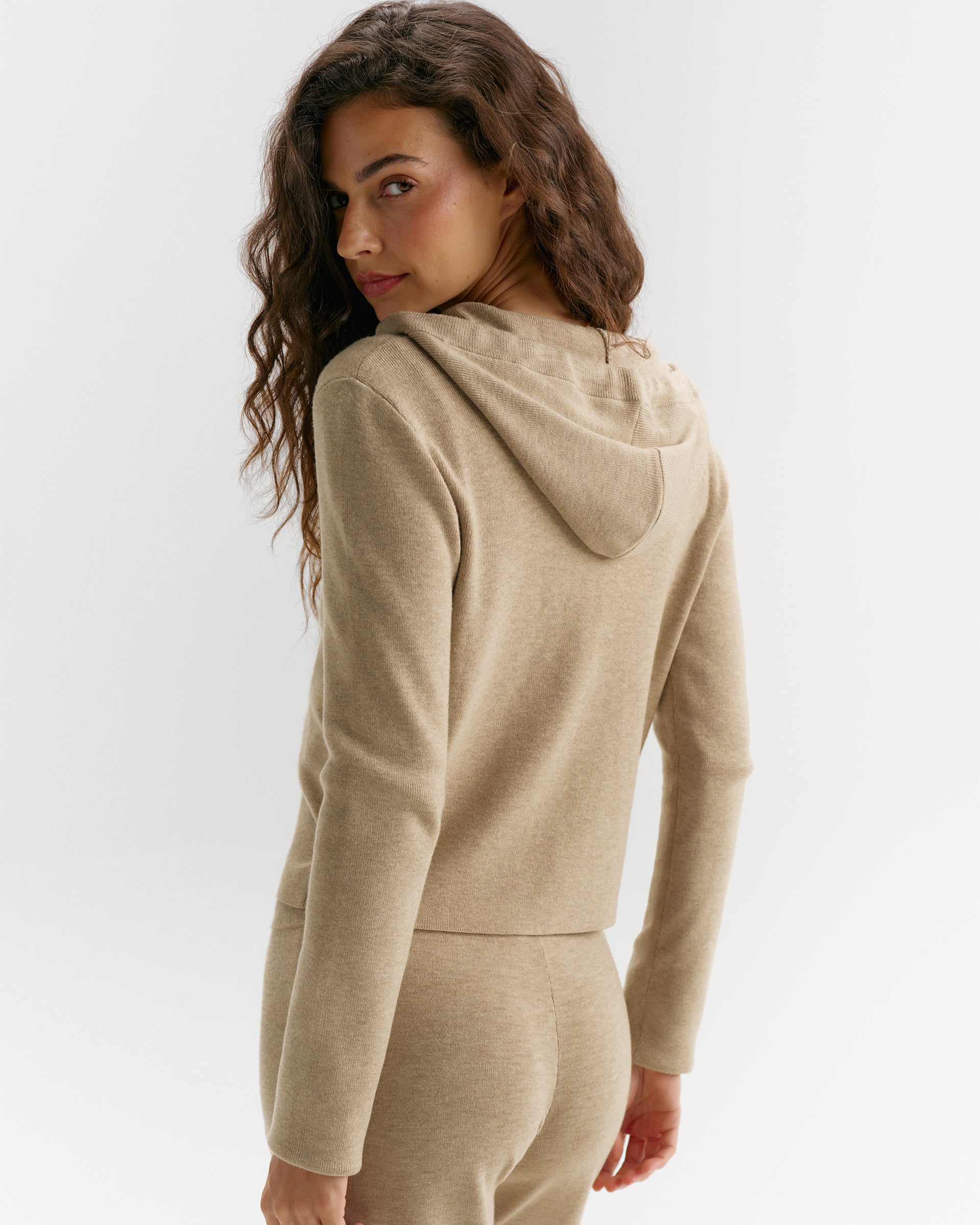Adanola Knit Zip Up Hoodie - Oatmeal
