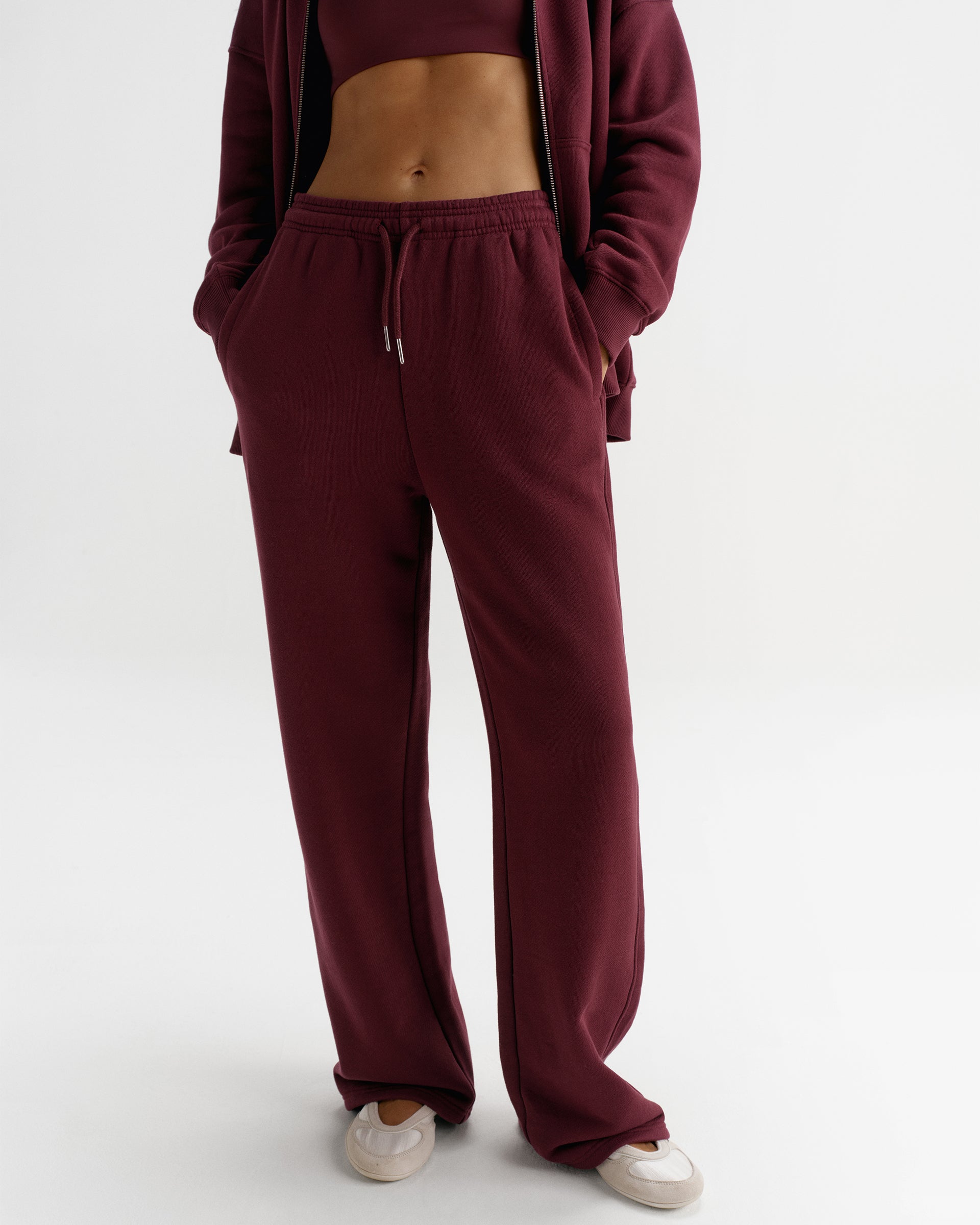 Classic Adanola Straight Leg Sweatpants - Damson Red