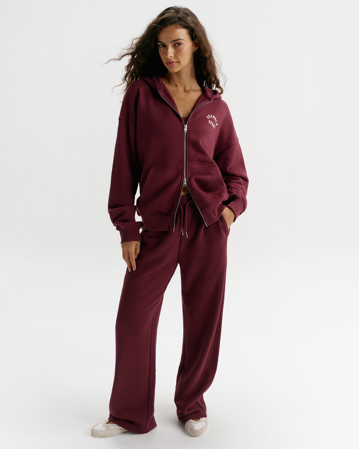 Classic Relaxed Zip Through Hoodie - Damson