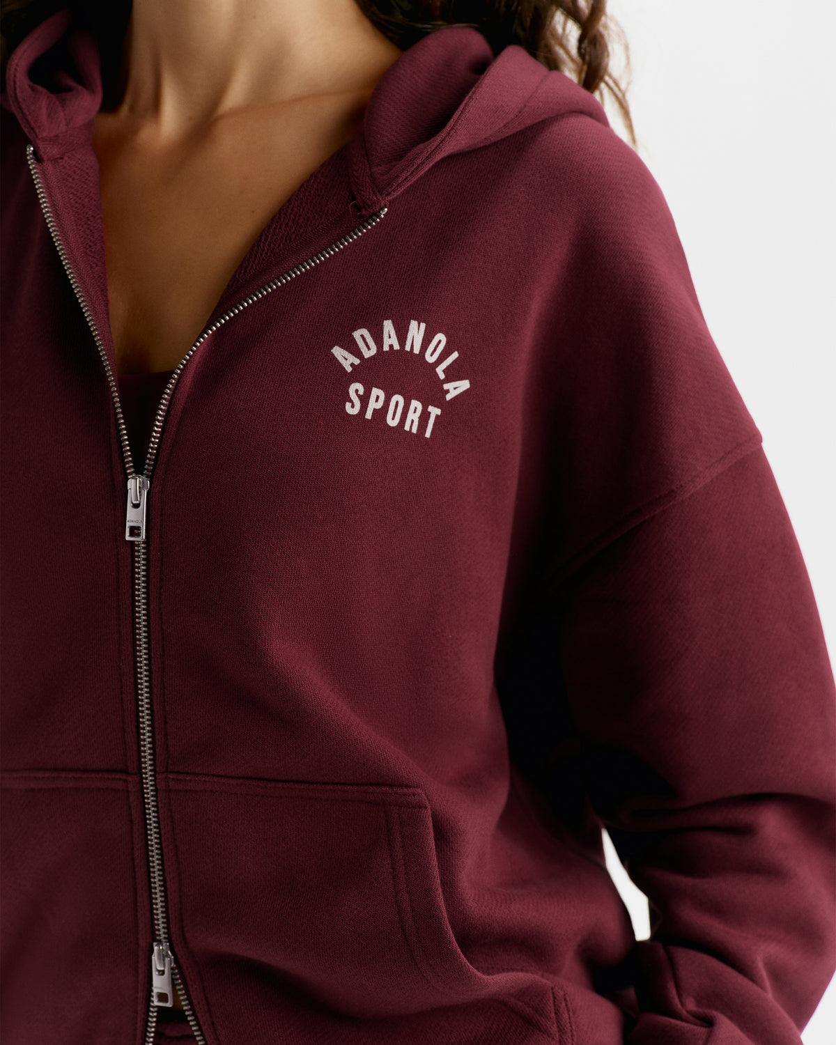 Classic Relaxed Zip Through Hoodie - Damson