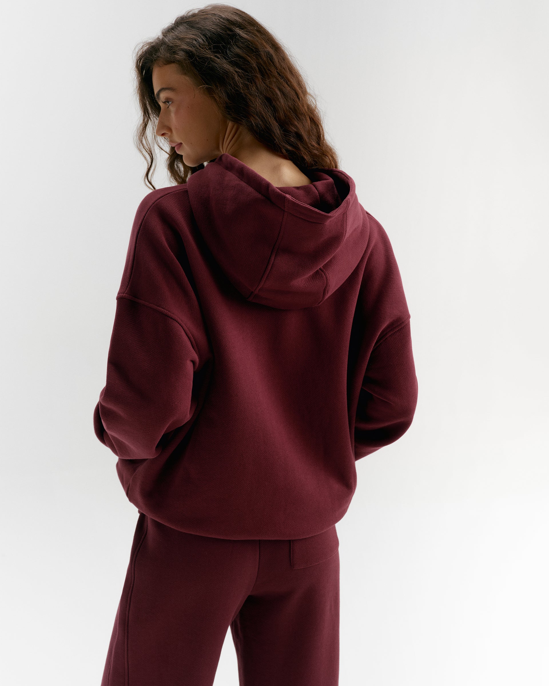 Women's Relaxed Zip Through Hoodie - Damson | Adanola – Adanola