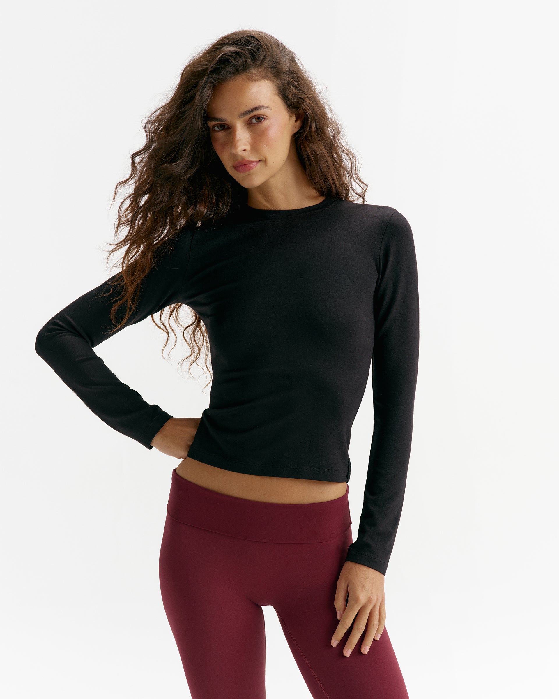 Modal Soft Long Sleeve Top - Black