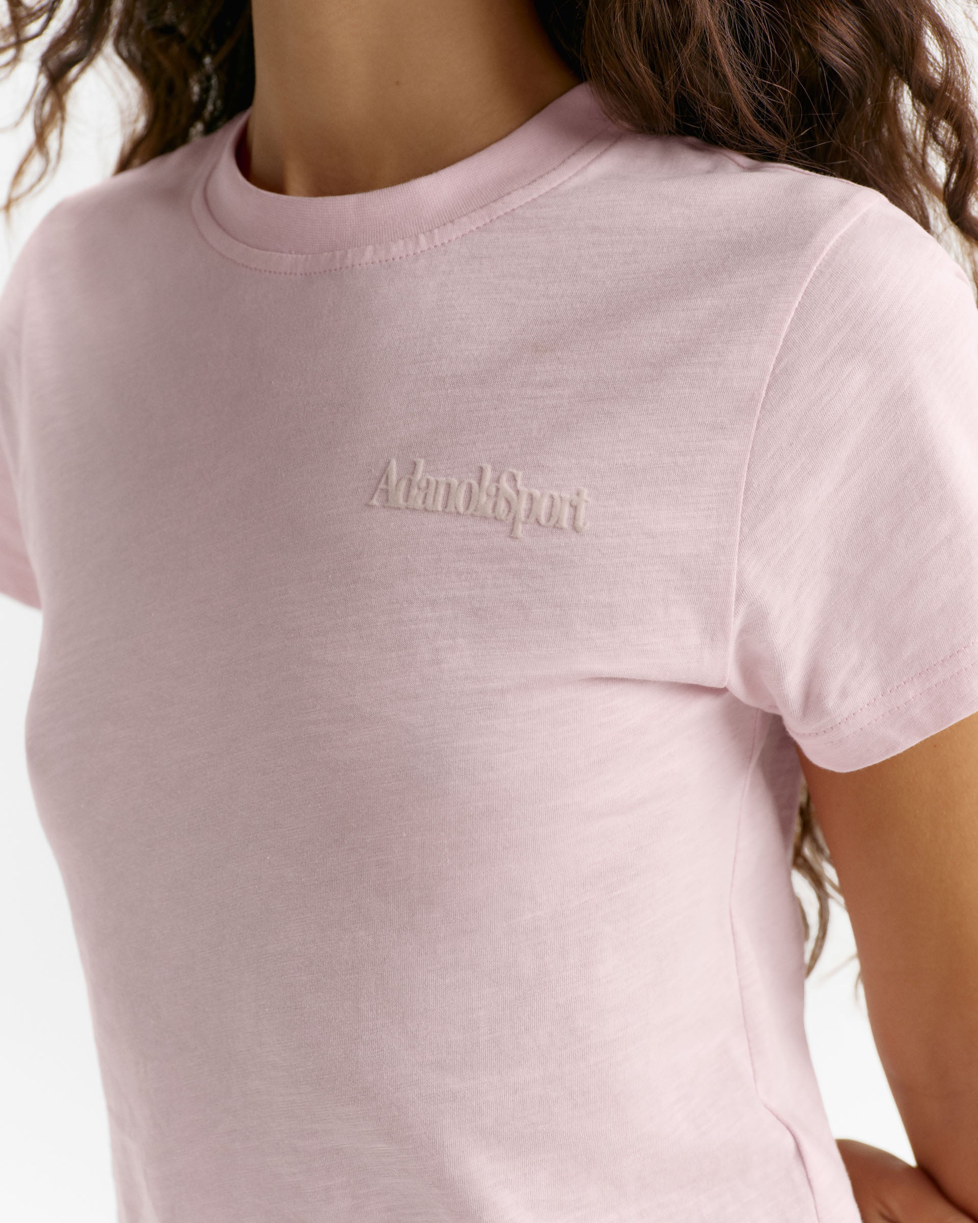 Retro Adanola Sport Classic Slub T-shirt - Soft Pink/Marshmallow White