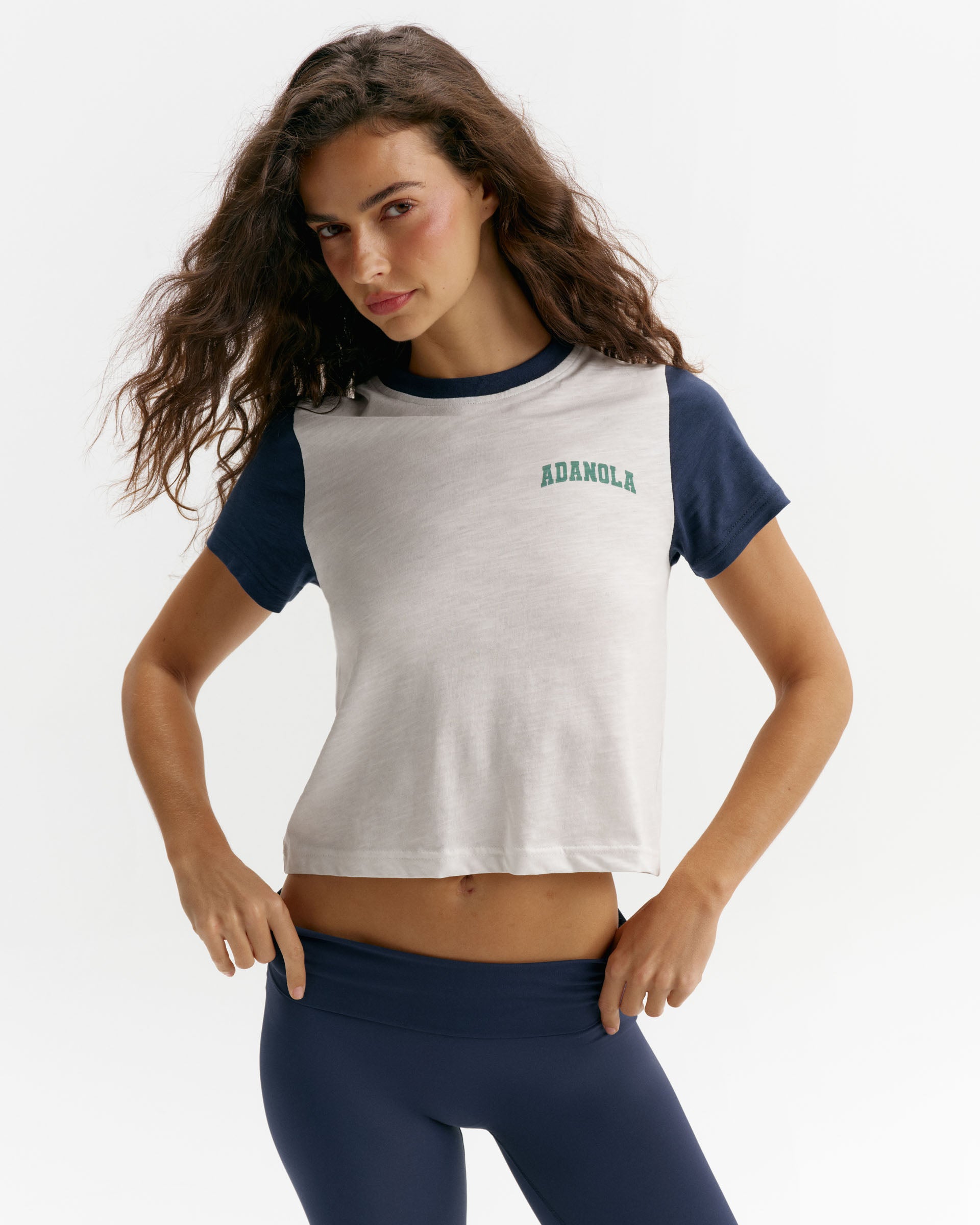 Varsity Block Classic Slub T shirt White Navy