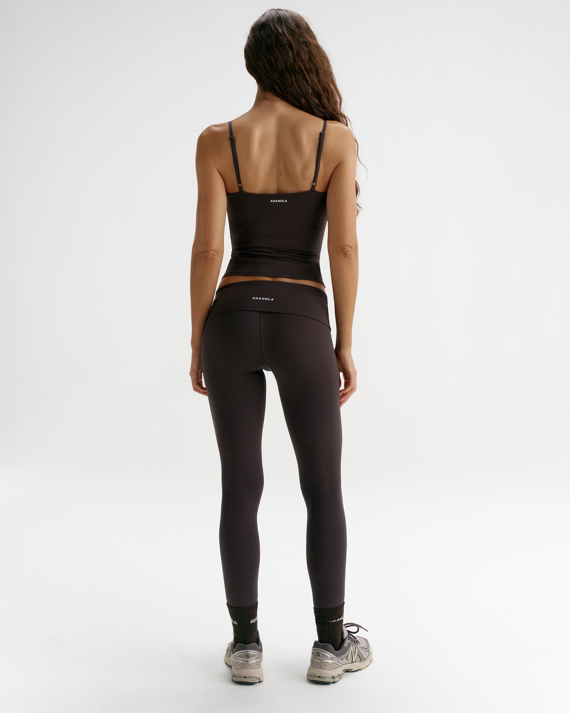 Fold Over Yoga Leggings - Coffee Bean
