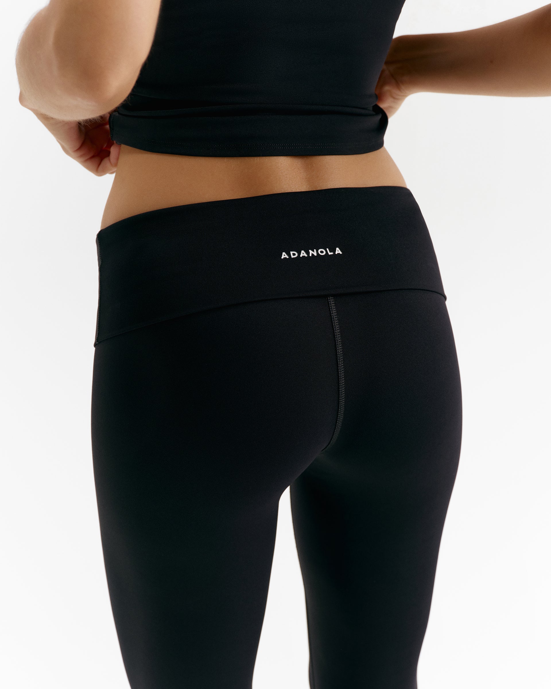 Women's Low Rise Fold Over Yoga Leggings - Black | Adanola – Adanola