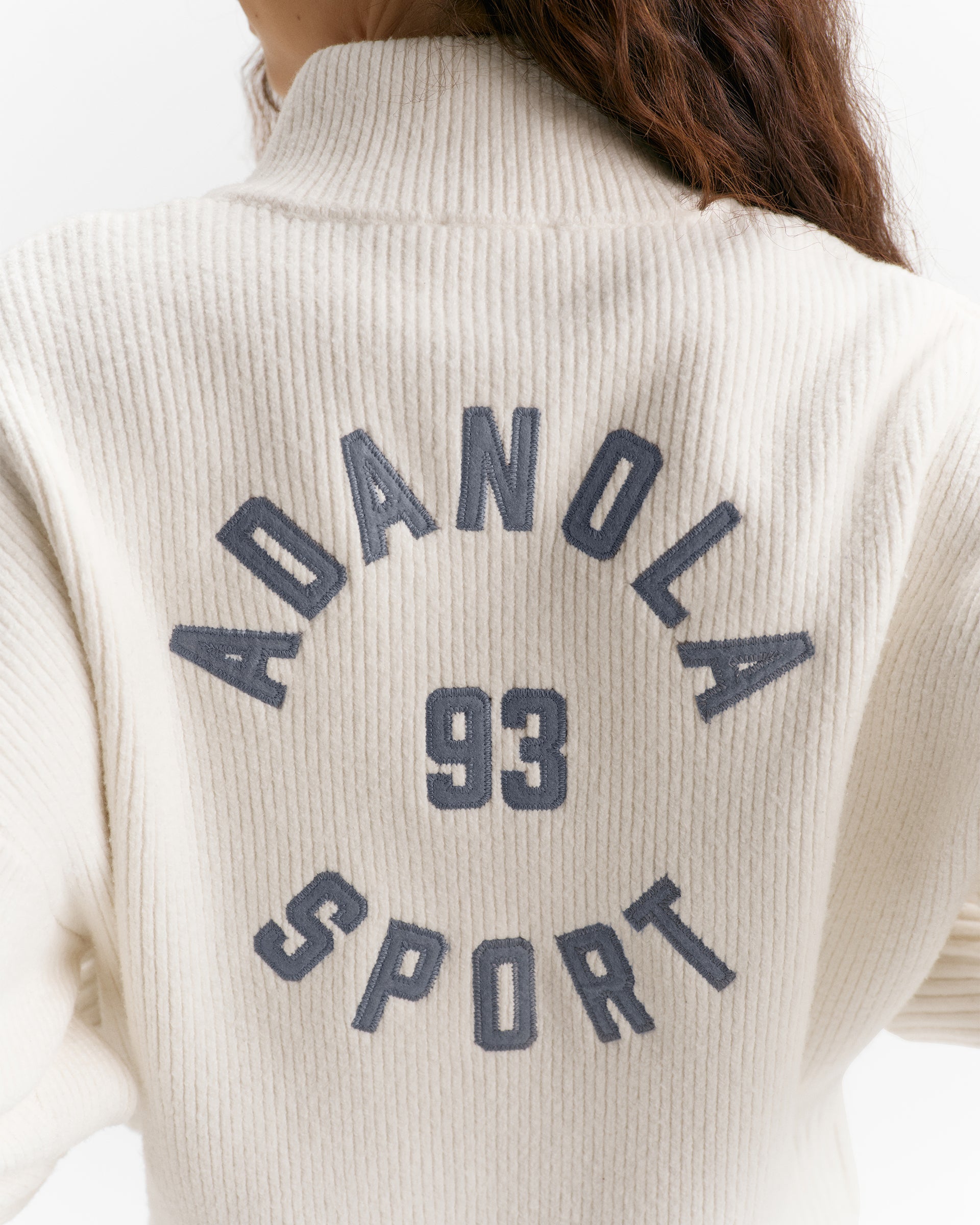 Women's Knit Zip Up Funnel Neck Sweatshirt - White | Adanola – Adanola
