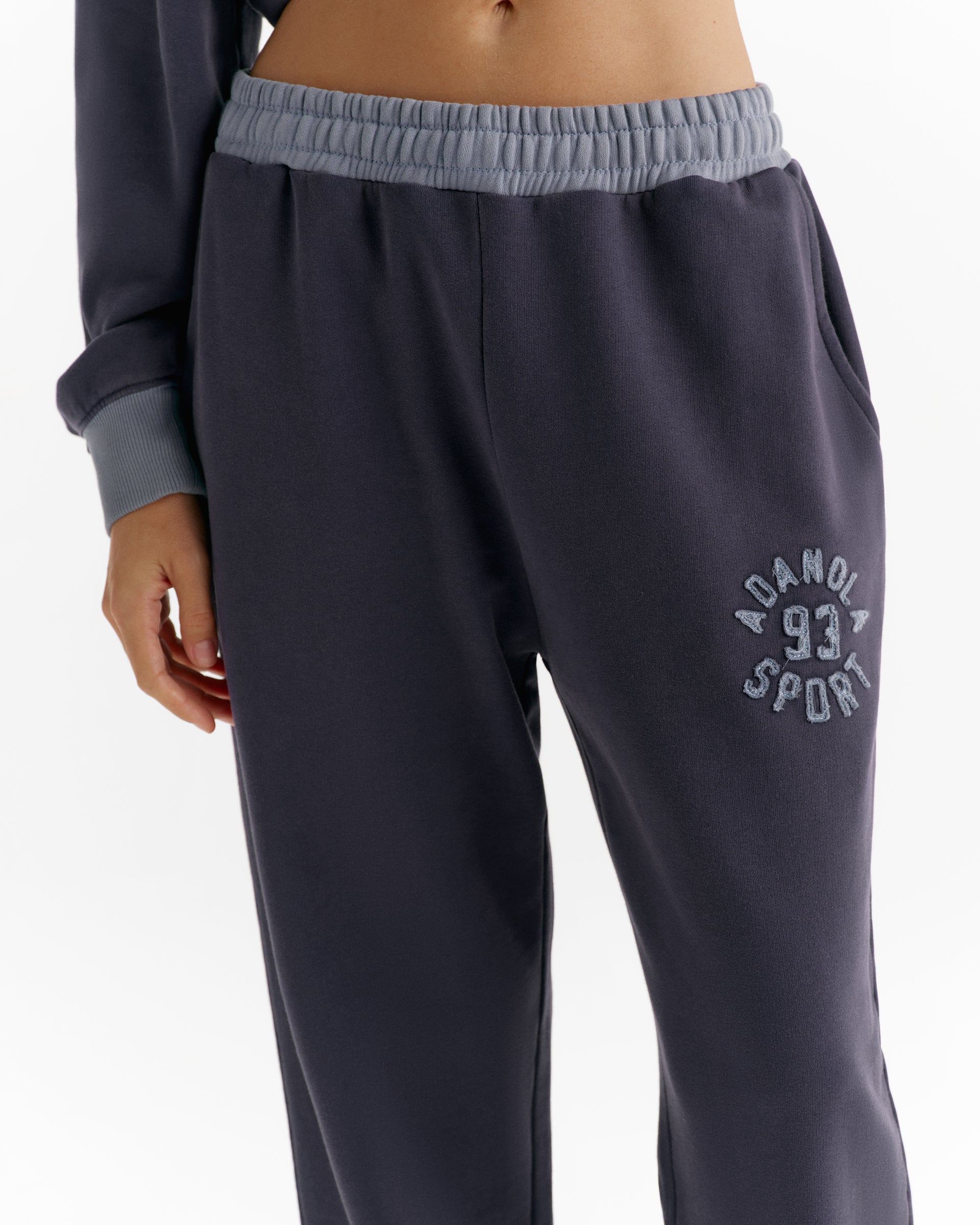 AS Contrast Rib Washed Sweatpants - Navy Blue/Slate Blue