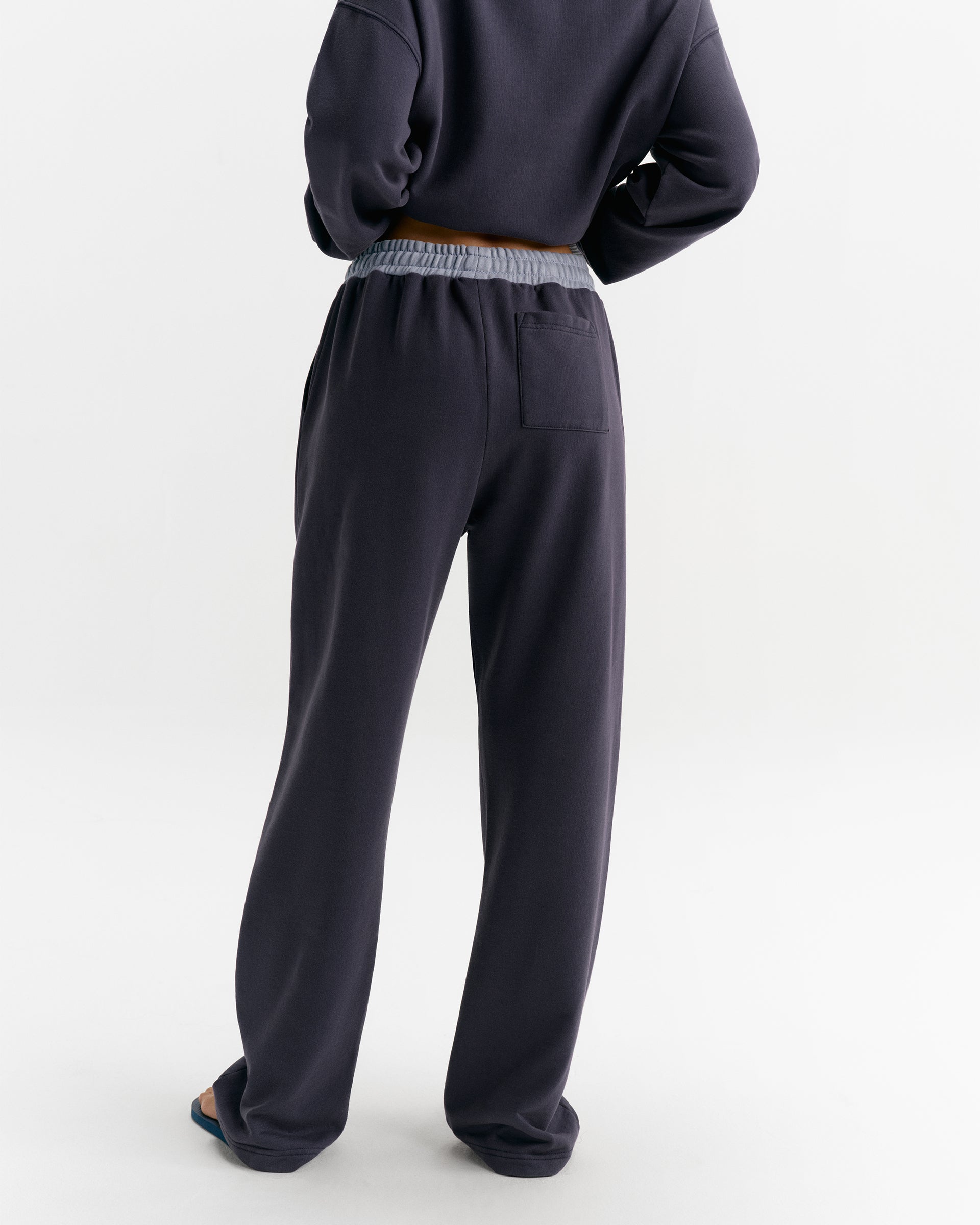 AS Contrast Rib Washed Sweatpants - Navy Blue/Slate Blue