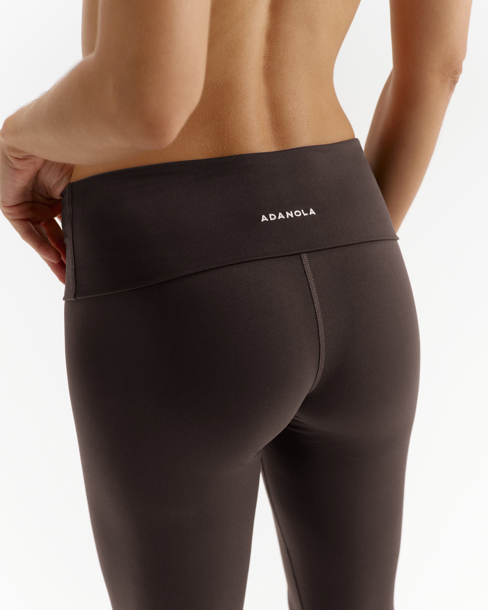 Fold Over Yoga Leggings - Coffee Bean