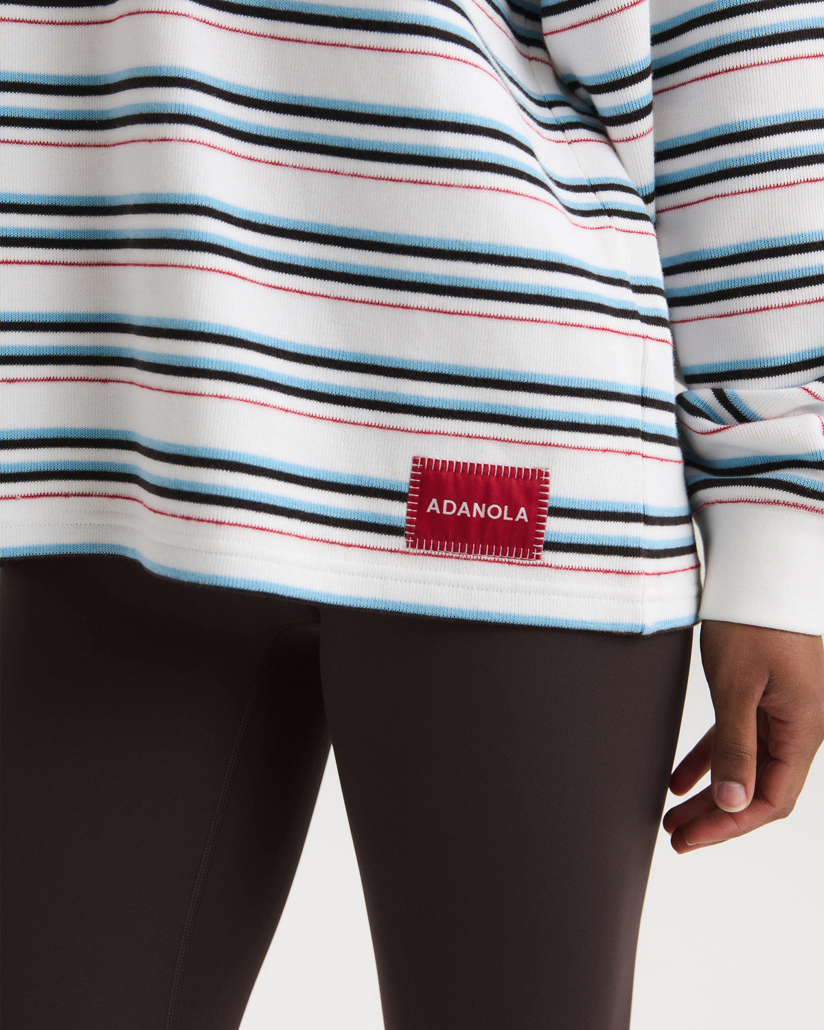 Varsity Oversized Stripe Rugby Sweatshirt - Airy Blue/Marshmallow White
