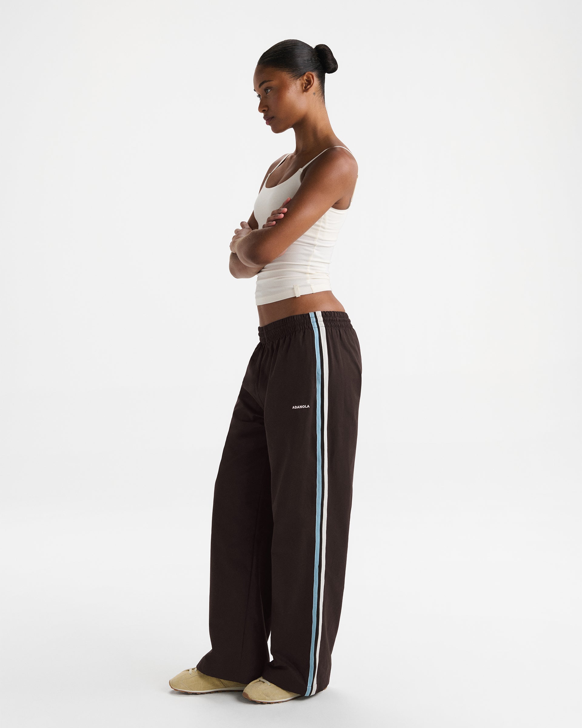 Woven Tape Detail Trousers - Coffee Bean