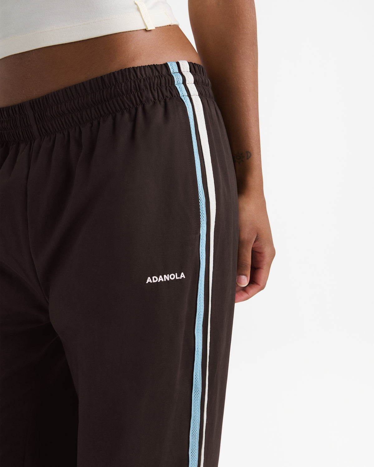 Woven Tape Detail Trousers - Coffee Bean