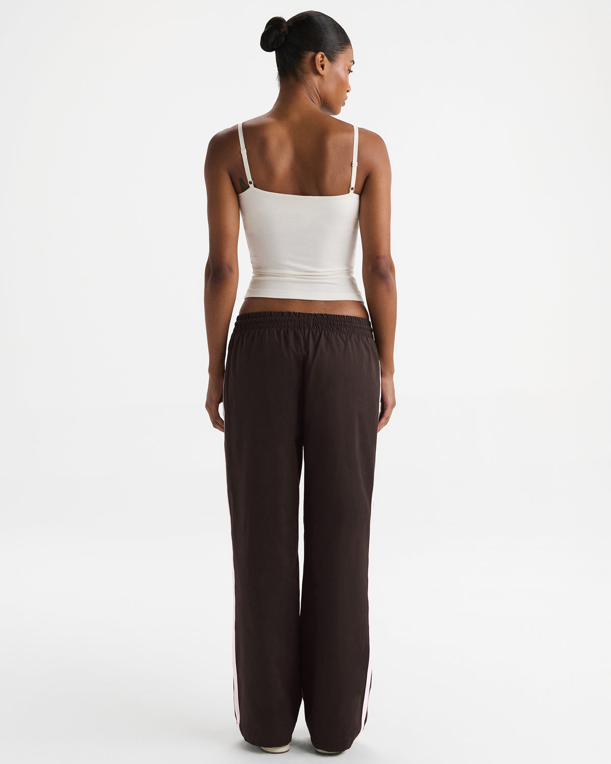 Woven Tape Detail Trousers - Coffee Bean