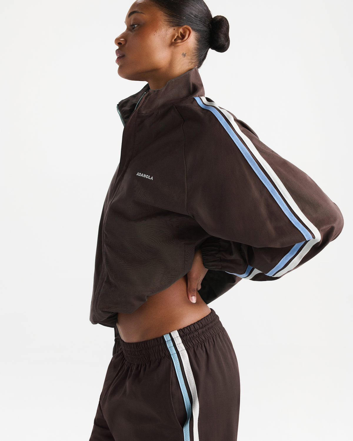 Stripe Detail Track Jacket - Coffee Bean