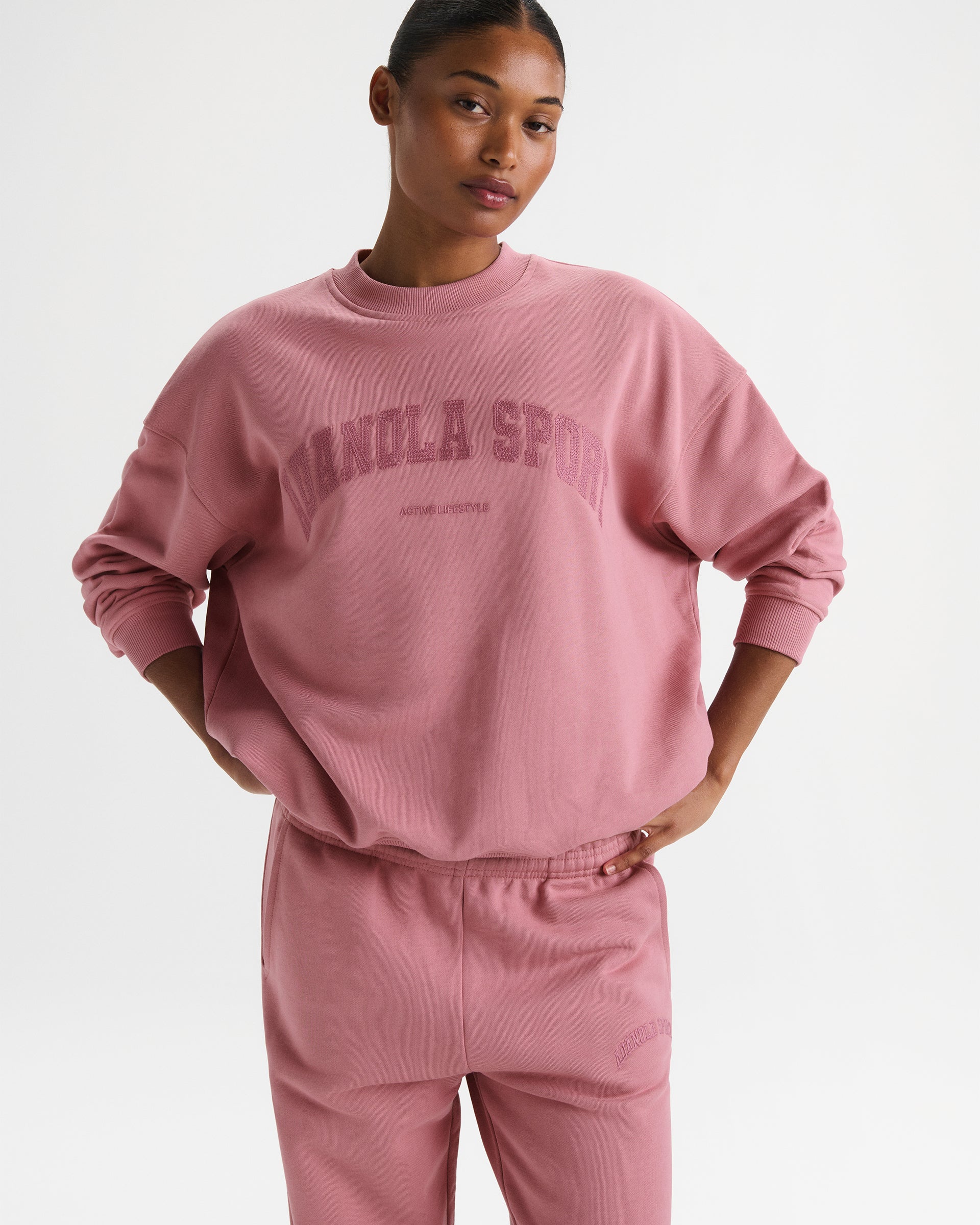 AS Chain Stitch Oversized Sweatshirt - Dusty Pink