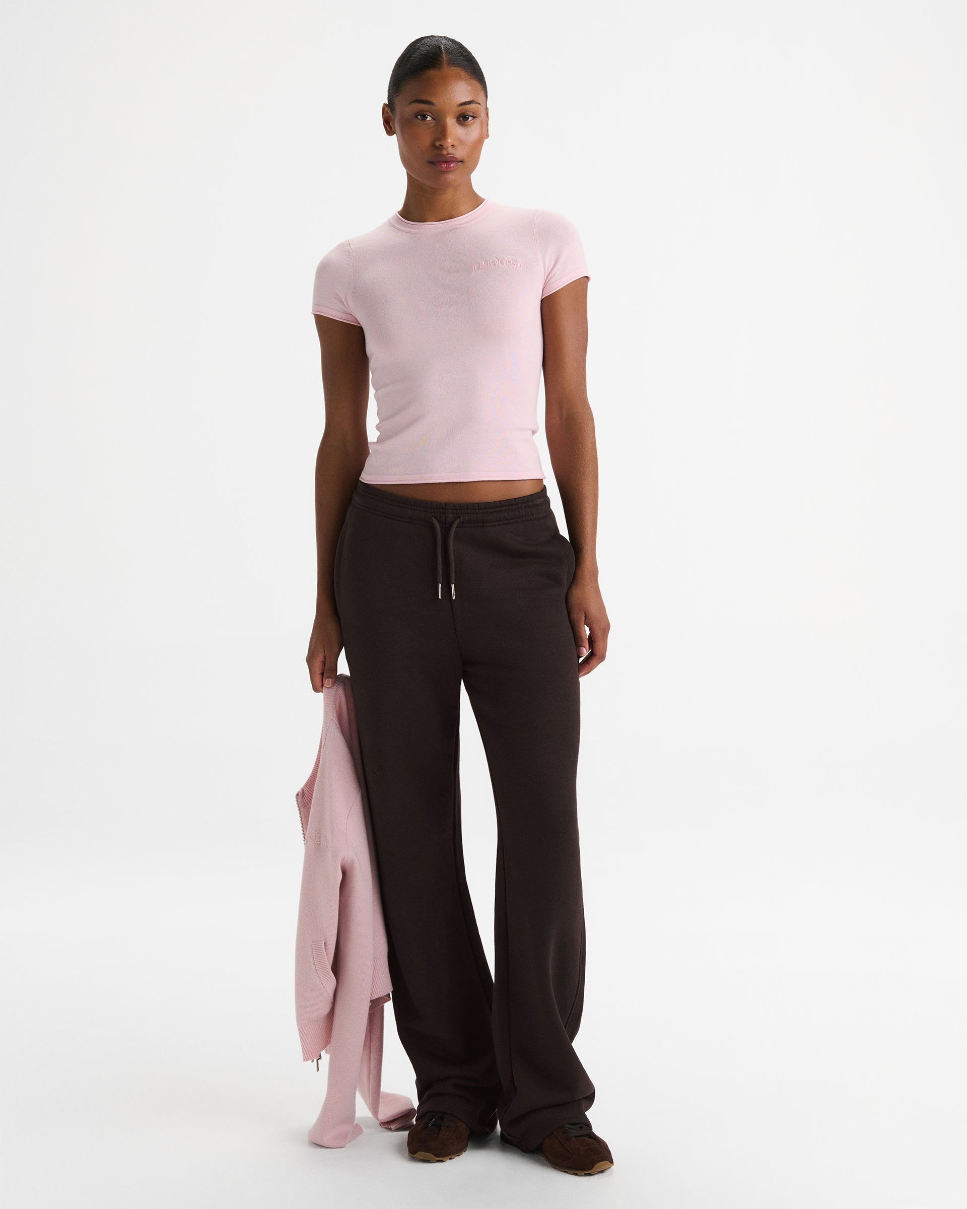 Varsity Knit Crew Neck T-shirt - Pink