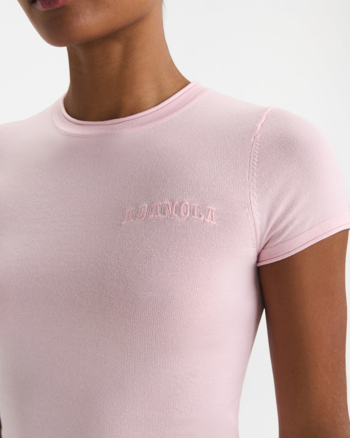 Varsity Knit Crew Neck T-shirt - Pink