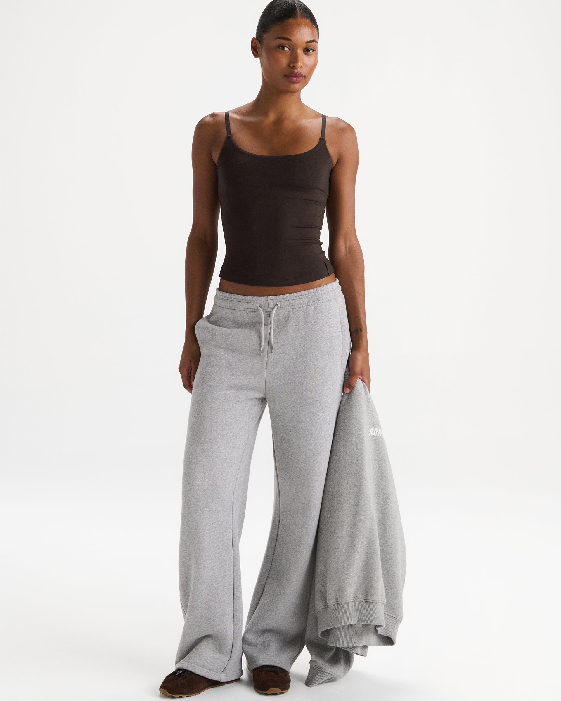 Modal Soft Skinny Strap Cami Top - Coffee Bean