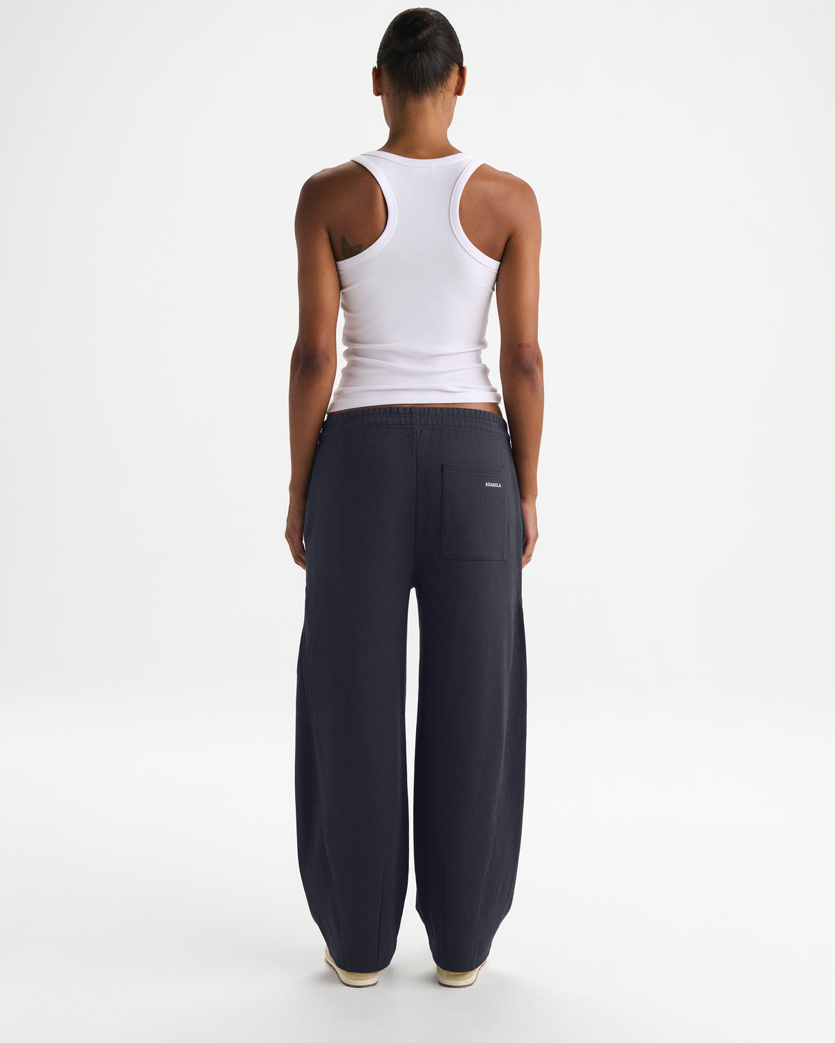 Ribbed Panel Barrel Leg Sweatpants - Midnight Blue