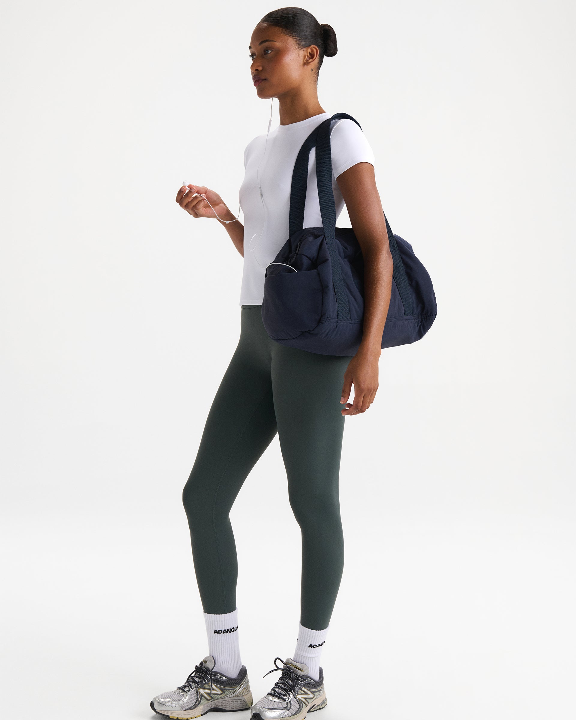 Nylon Duffle Gym Bag - Navy Blue