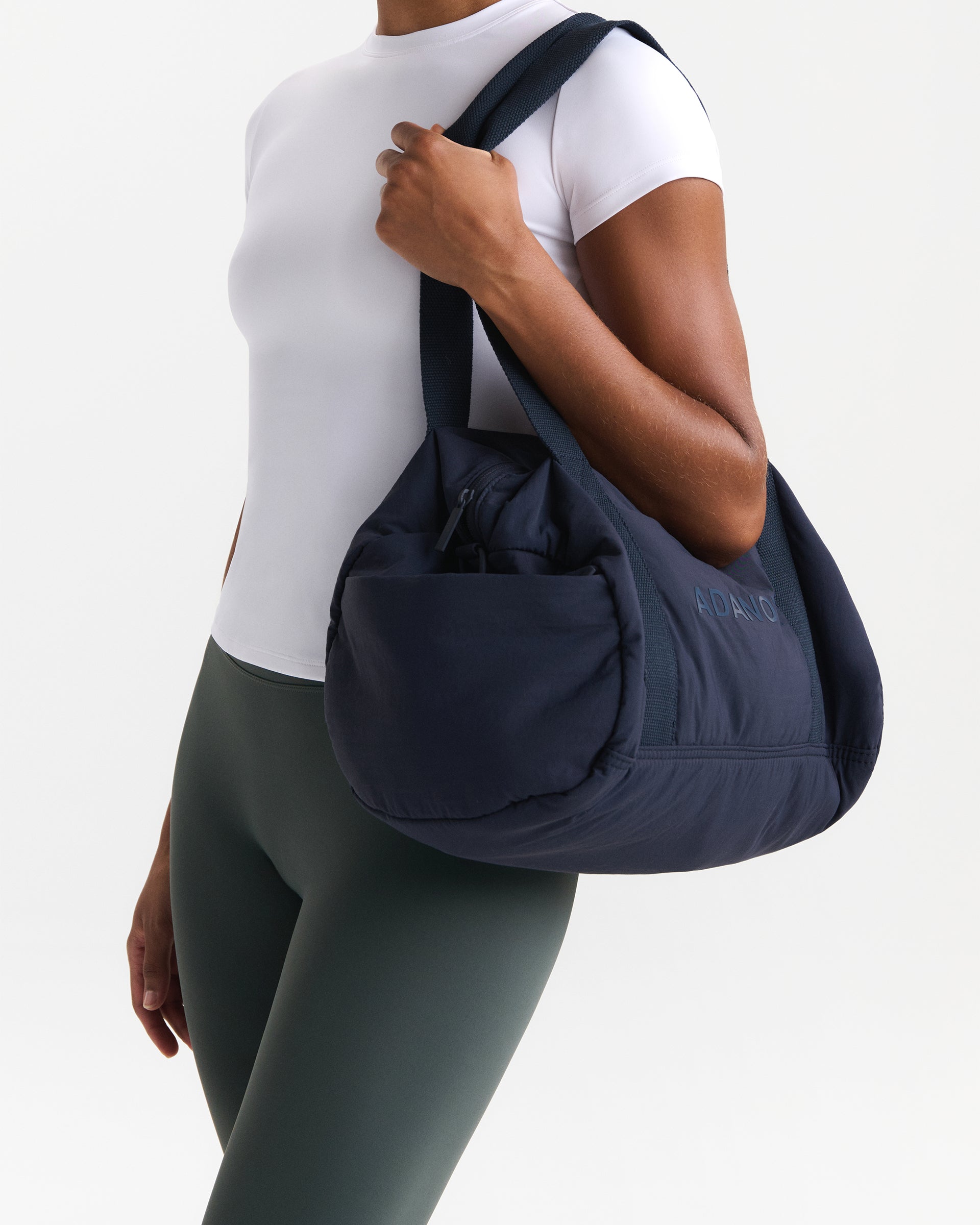Nylon Duffle Gym Bag - Navy Blue
