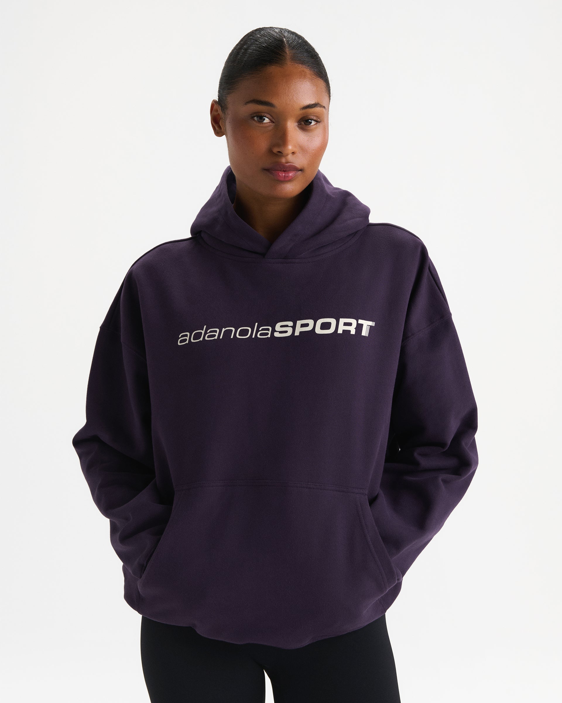90s Sport Oversized Hoodie - Dark Plum