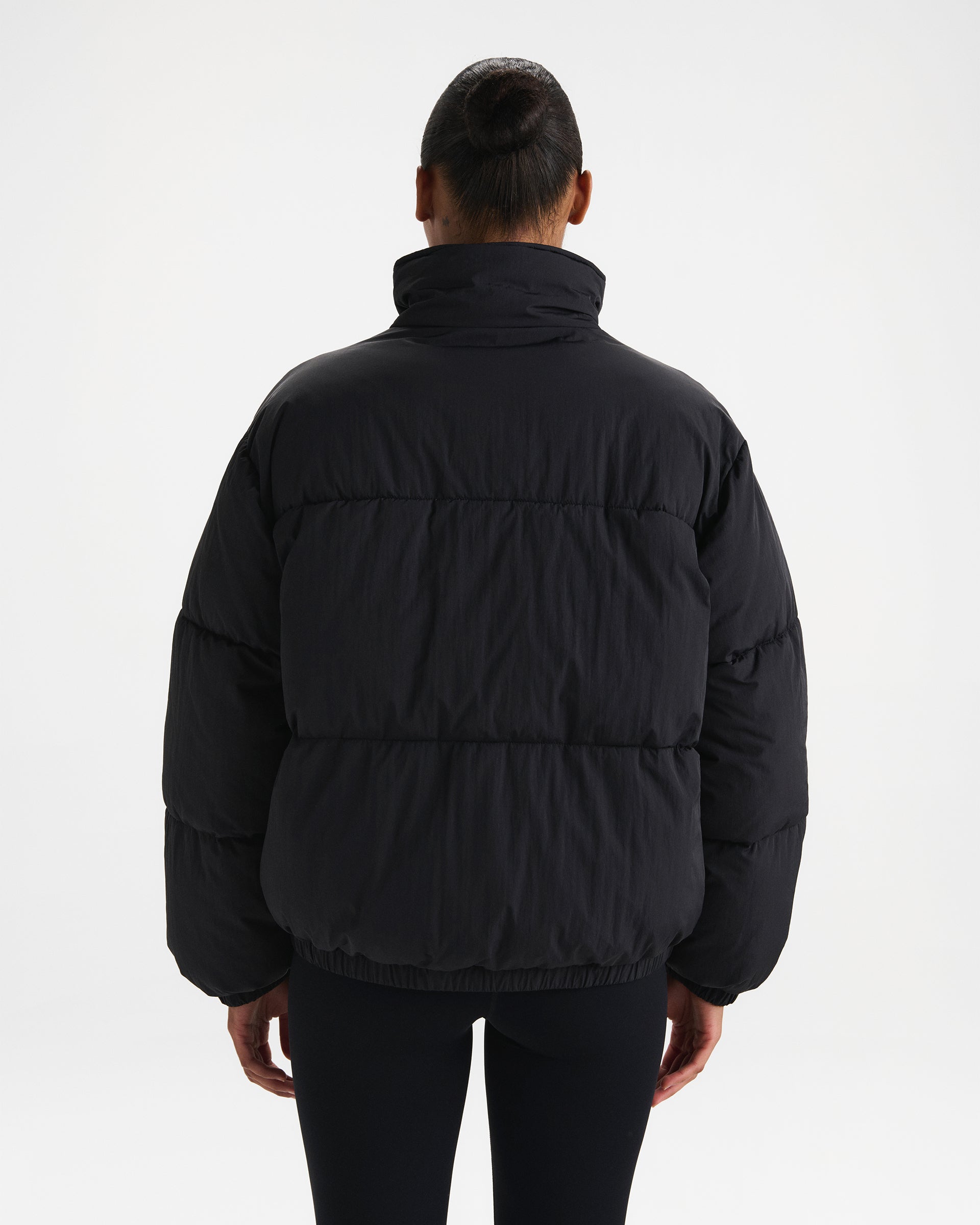 Funnel Neck Puffer Jacket - Black