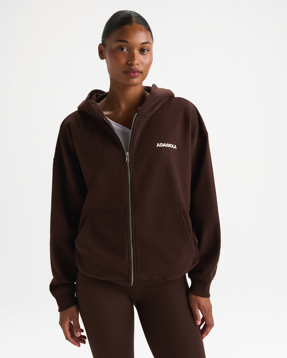 Movement Oversized Full Zip Hoodie - Chocolate Brown