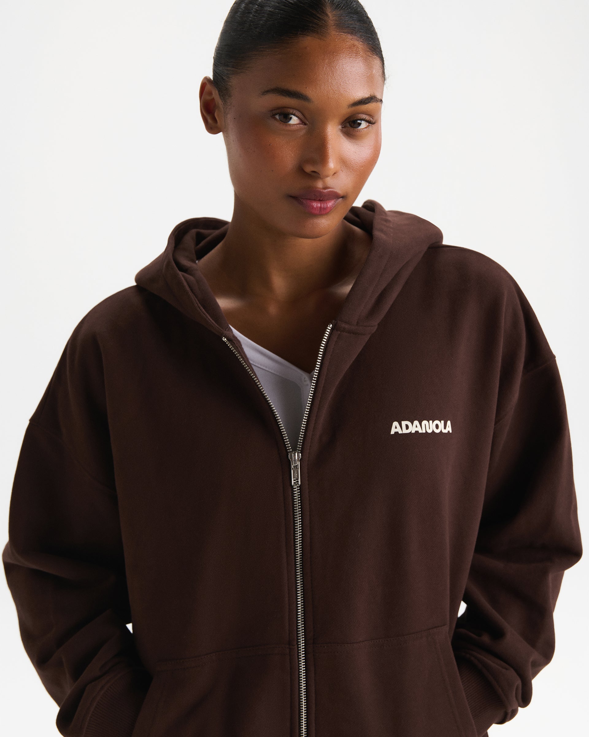 Movement Oversized Full Zip Hoodie - Chocolate Brown