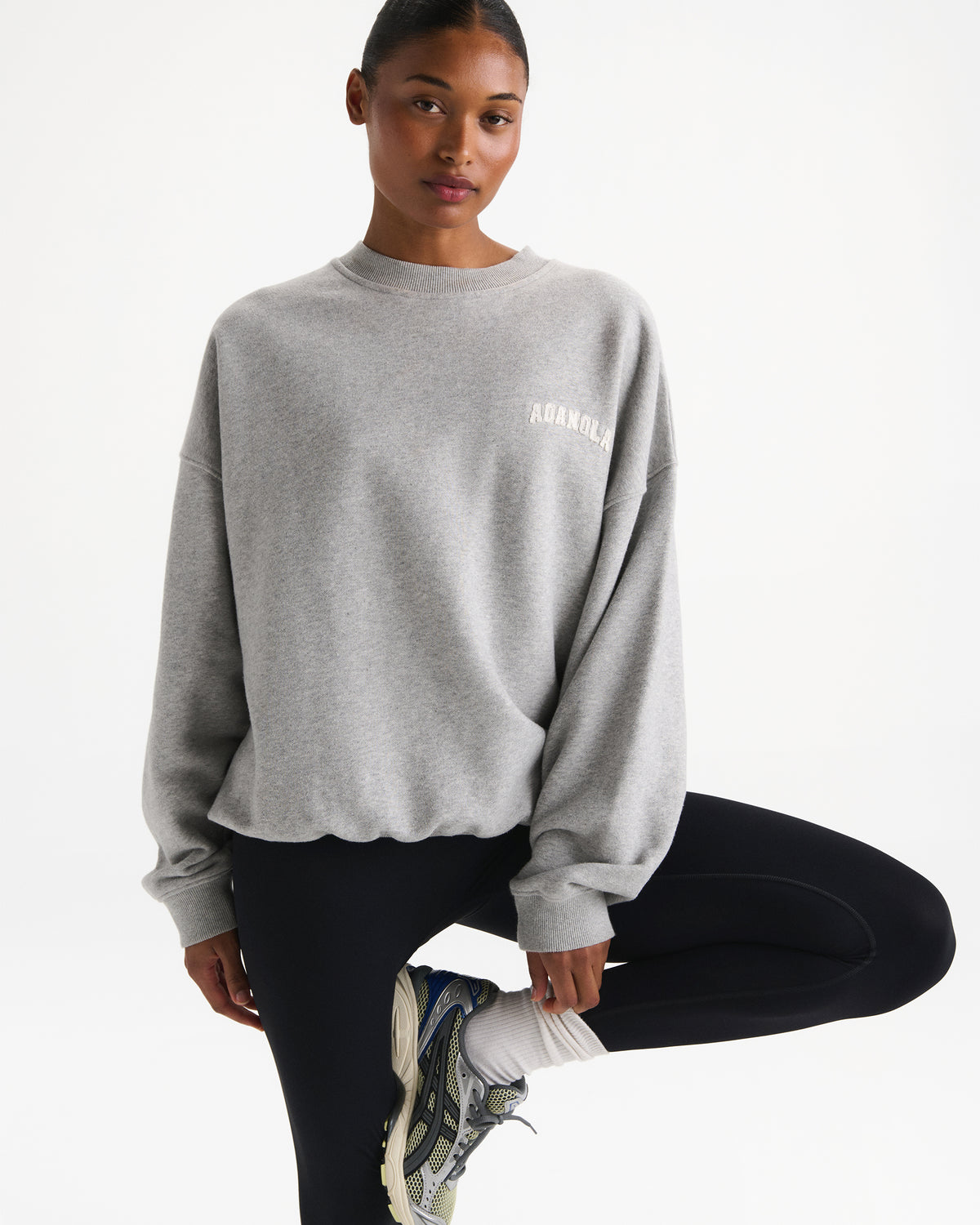 Varsity Oversized Sweatshirt - Grey Melange/Marshmallow White