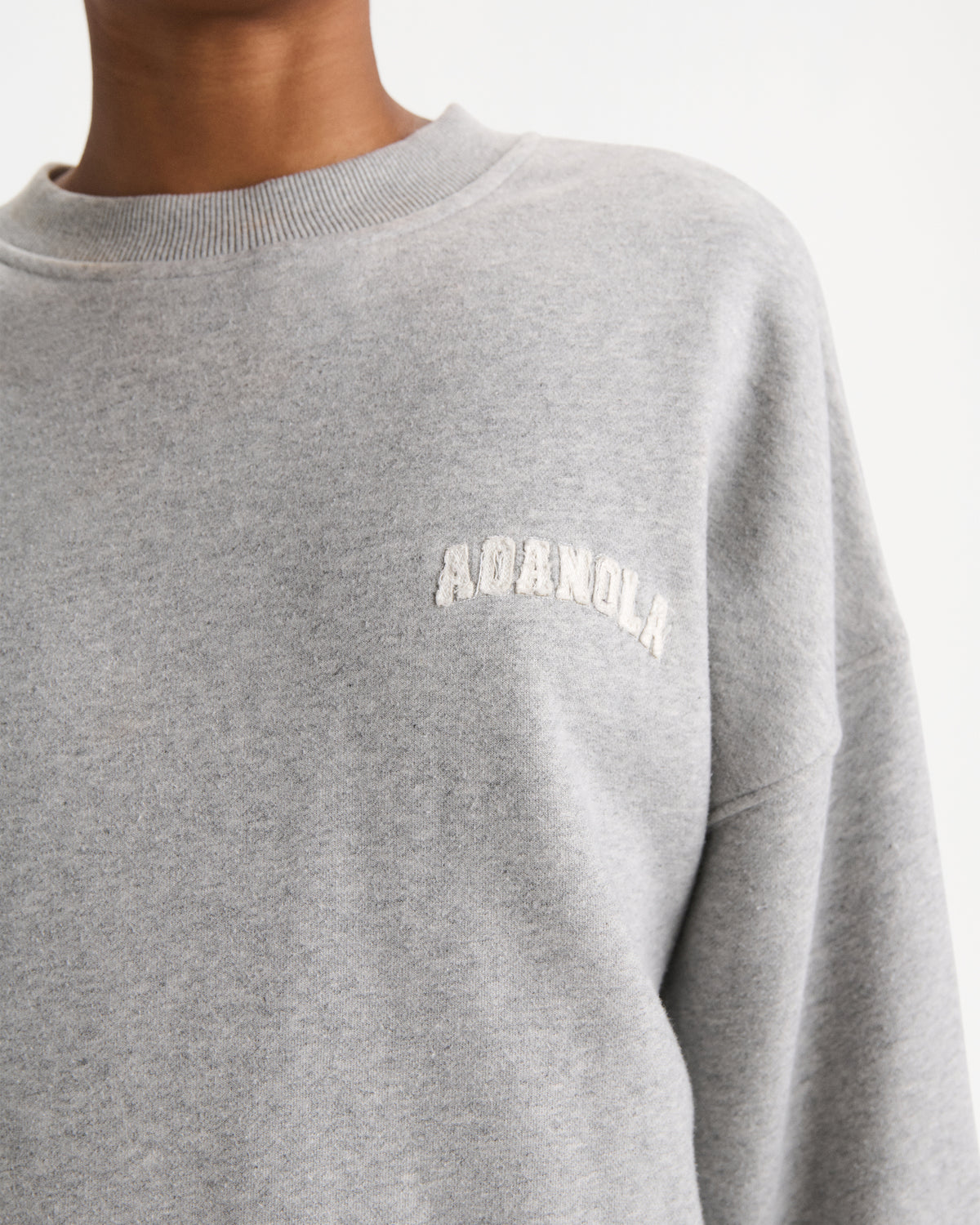 Varsity Oversized Sweatshirt - Grey Melange/Marshmallow White