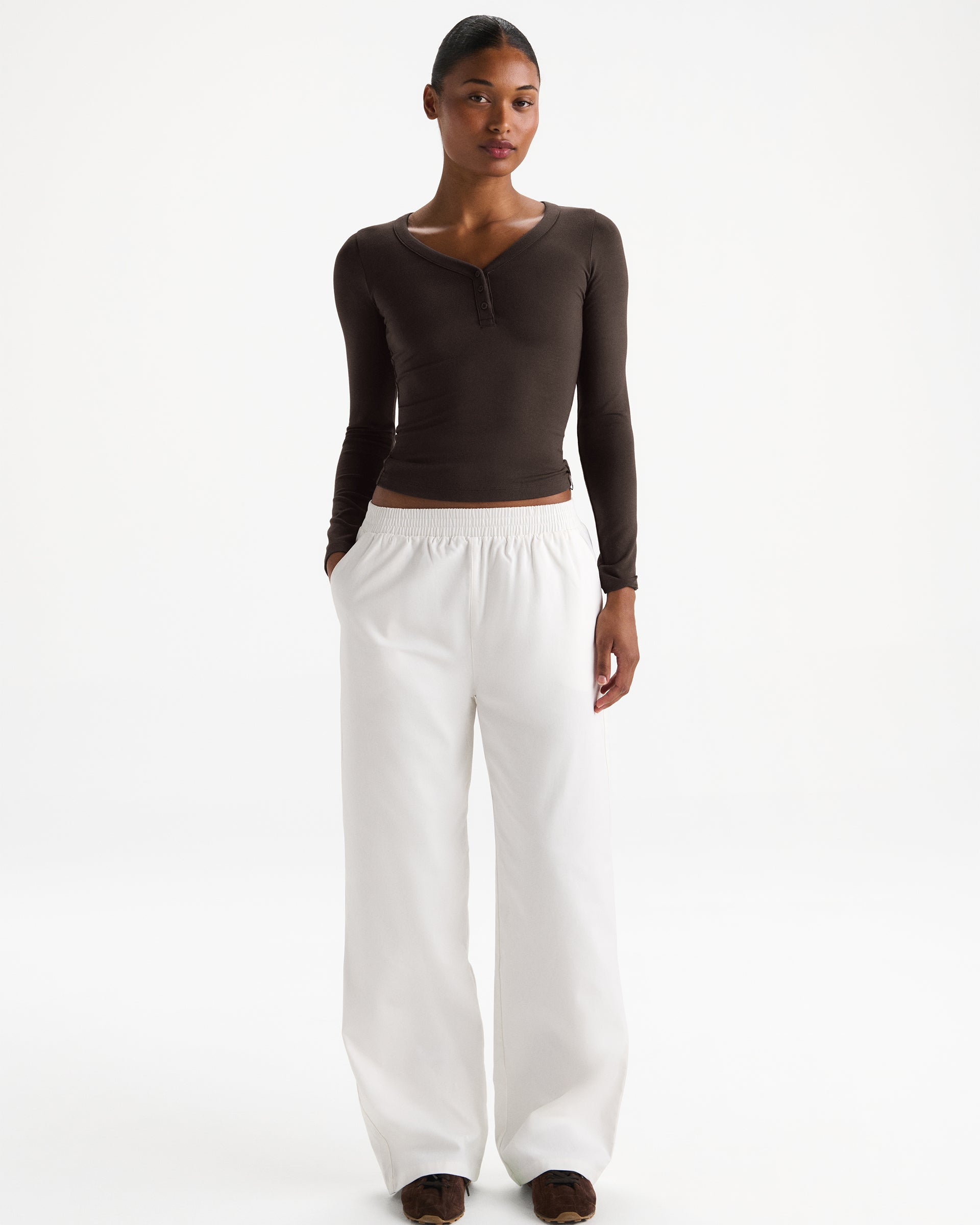 Cotton Pull on Pants - White