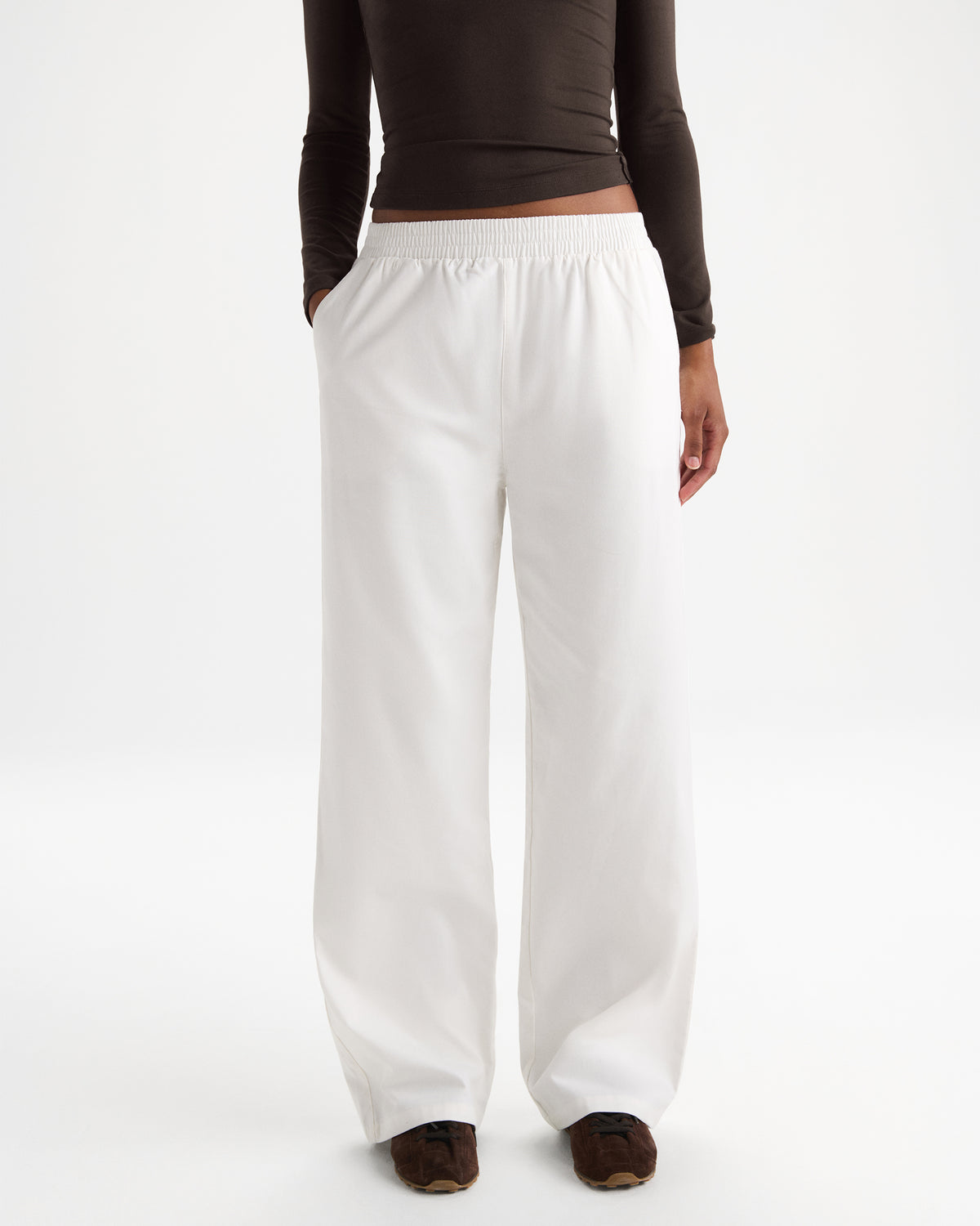 Cotton Pull on Pants - White