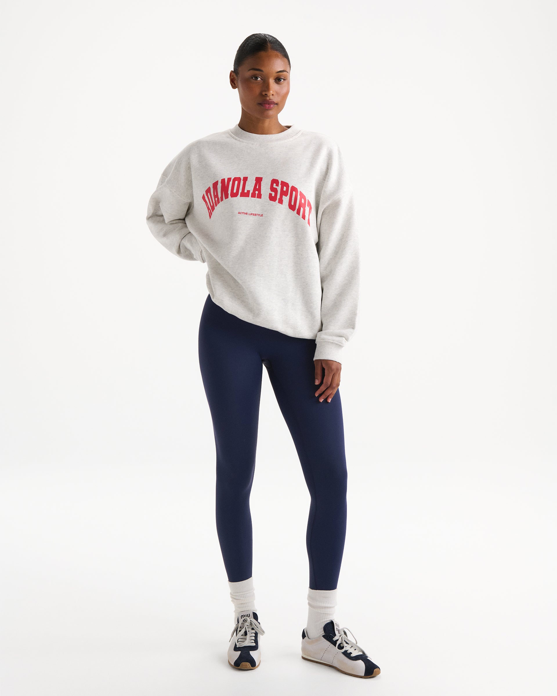 AS Oversized Sweatshirt - Light Grey Melange/Apple Red