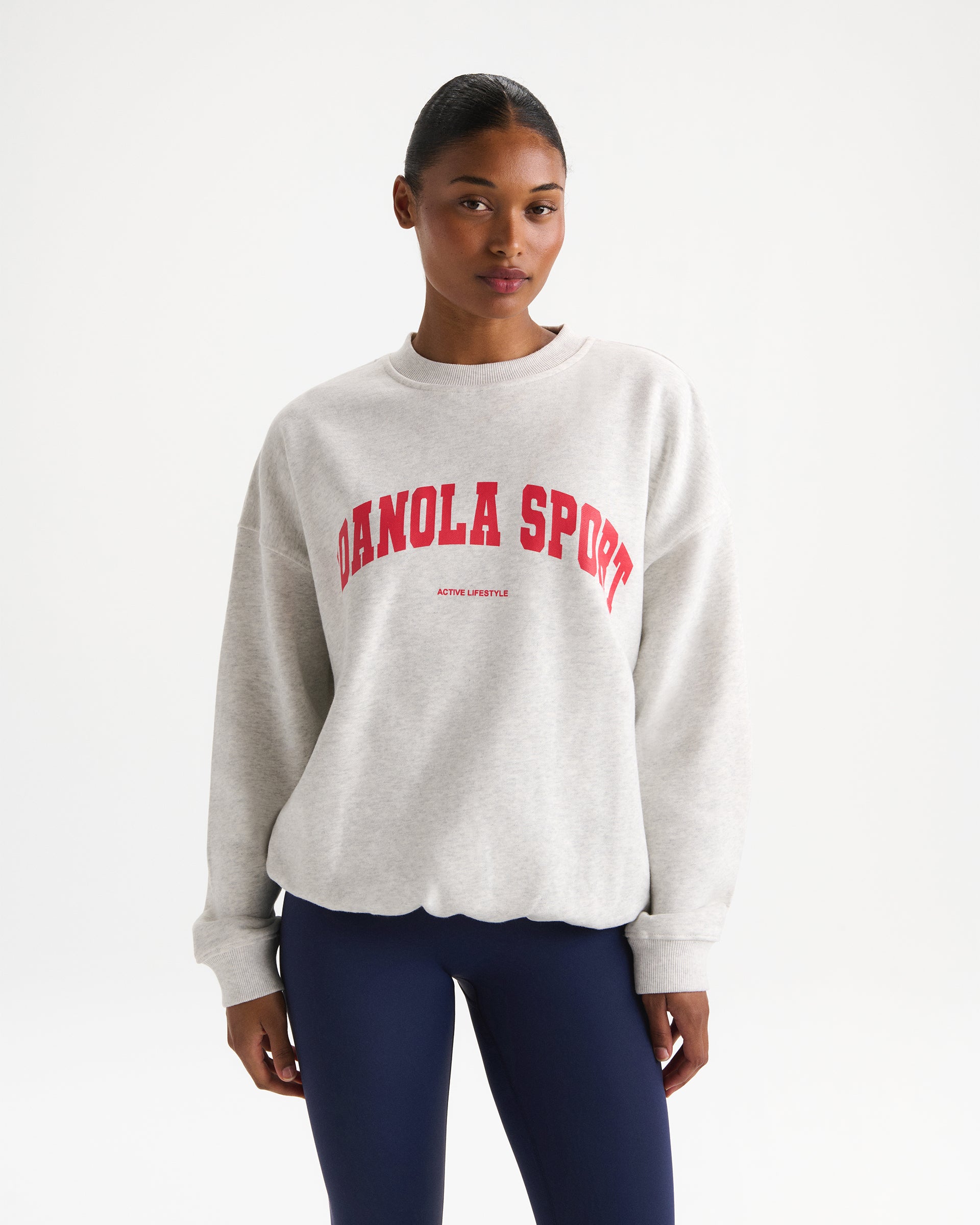 AS Oversized Sweatshirt - Light Grey Melange/Apple Red