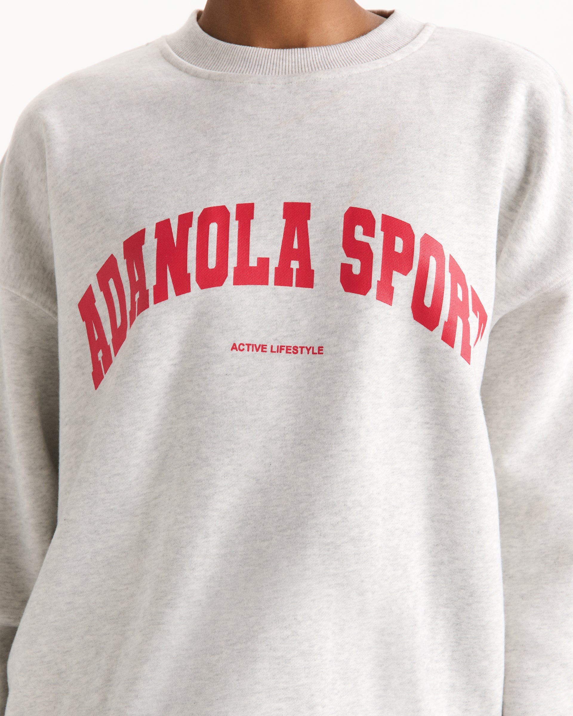 AS Oversized Sweatshirt - Light Grey Melange/Apple Red