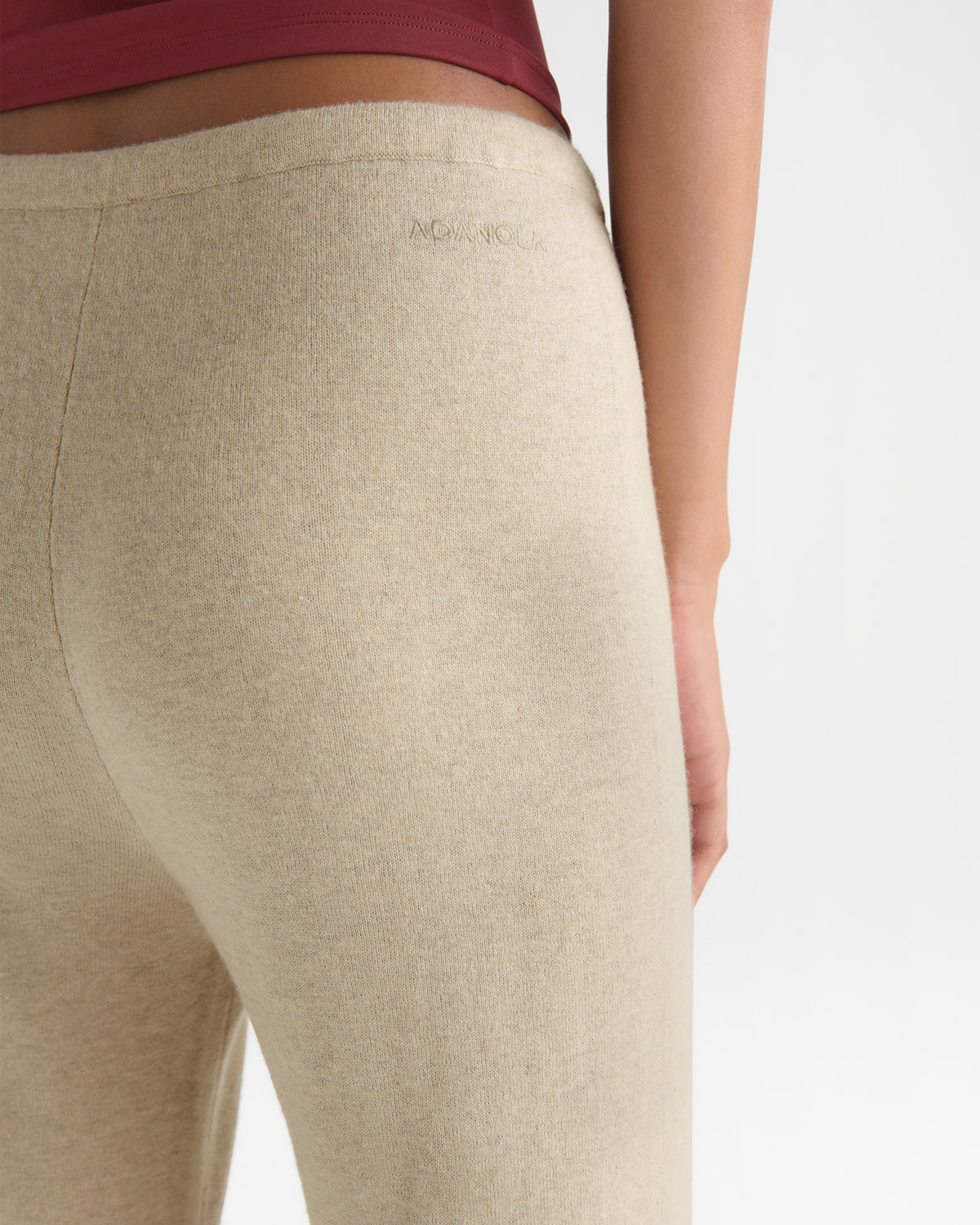 Knit Low Rise Roll Pants - Oatmeal Marl