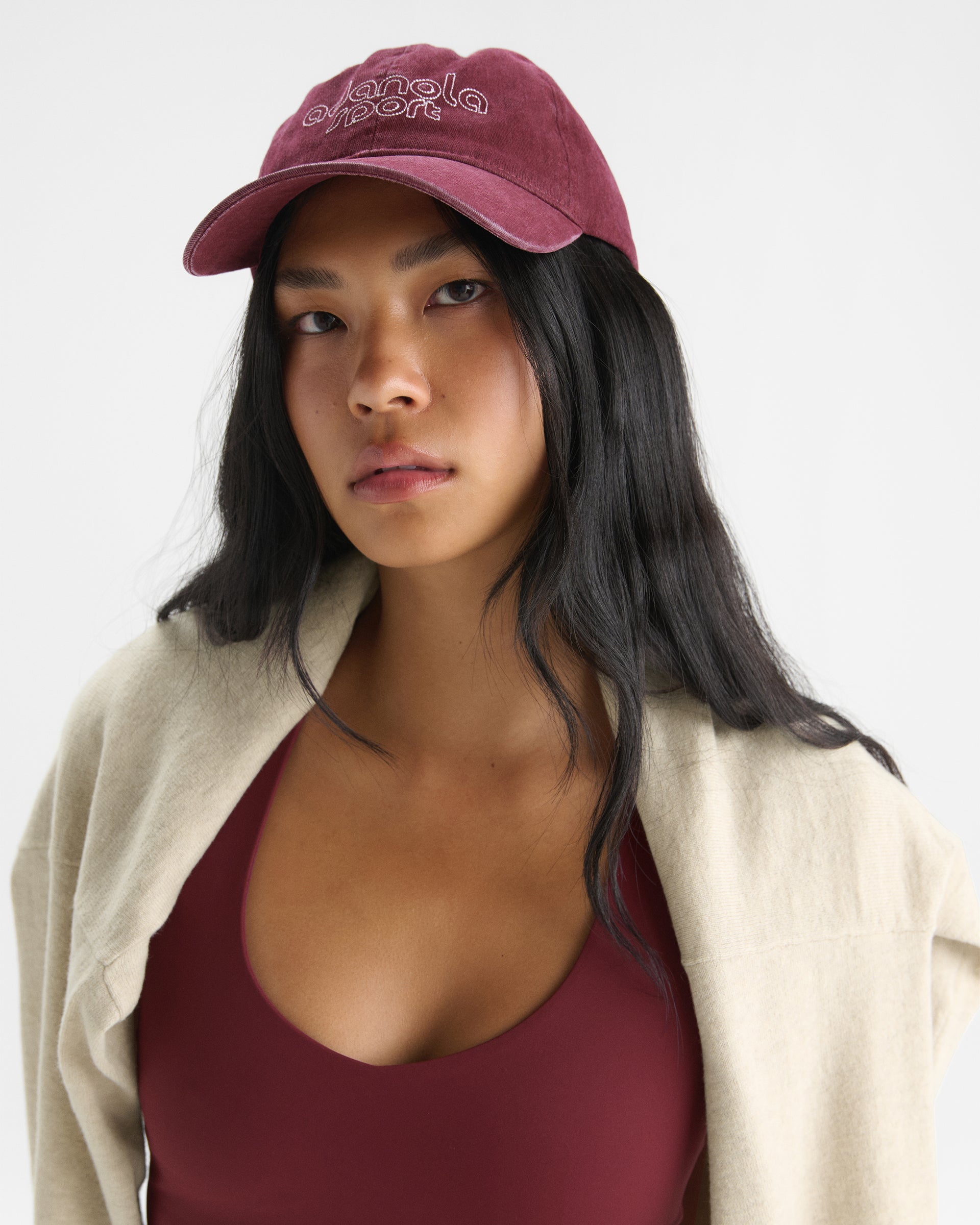 Adanola Sport Washed Cap - Damson Red