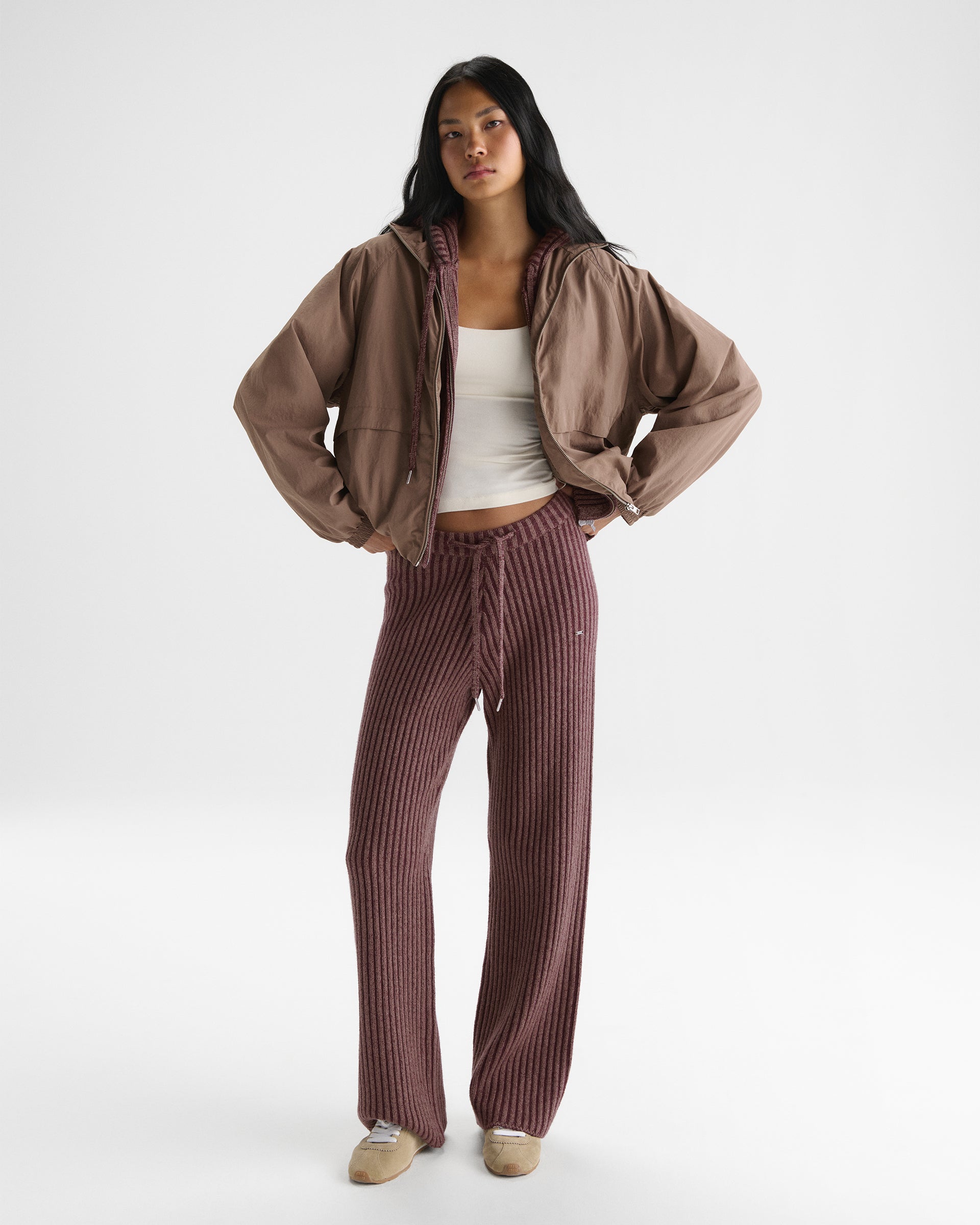 Raglan Storm Flap Track Jacket - Mink Brown