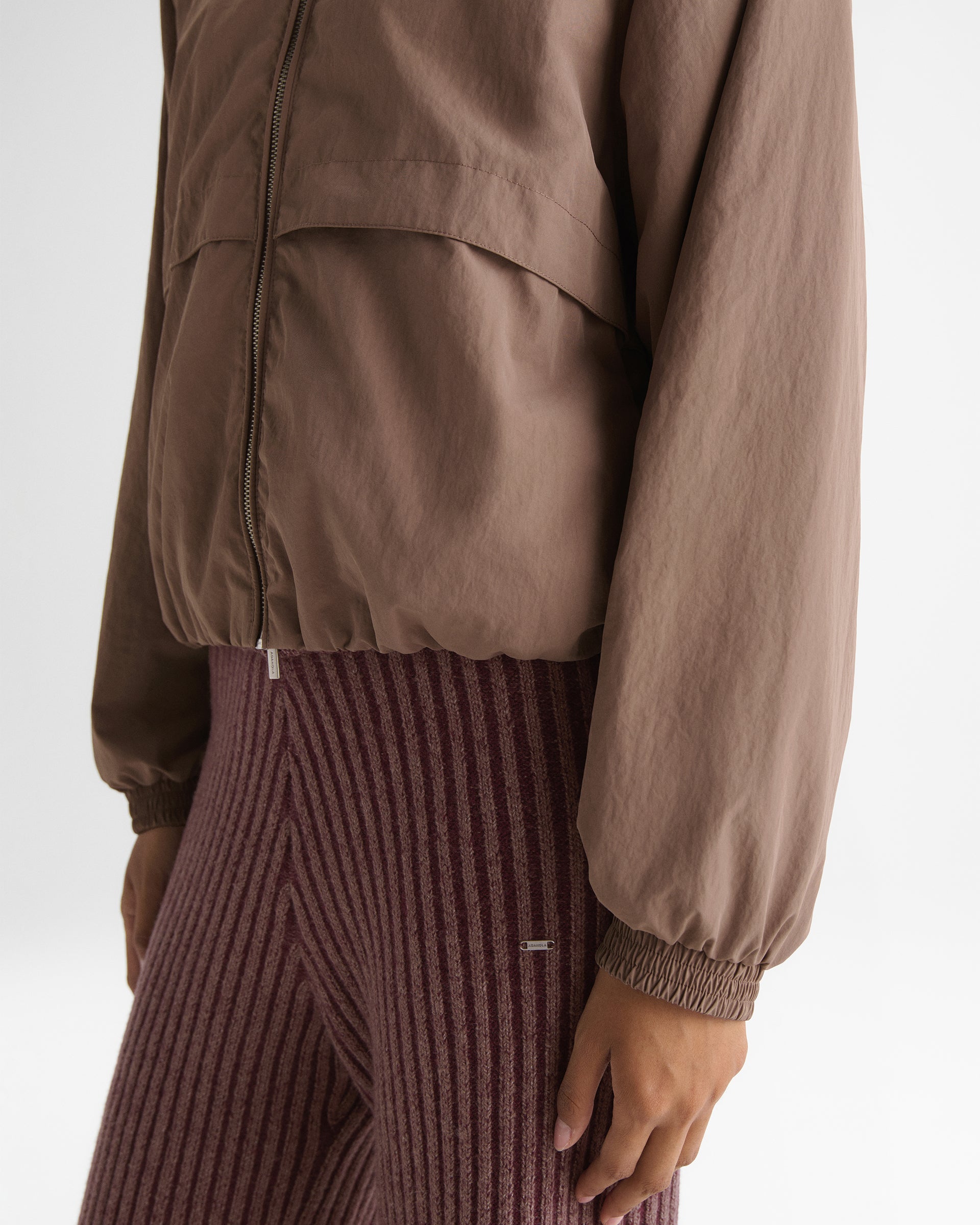 Raglan Storm Flap Track Jacket - Mink Brown
