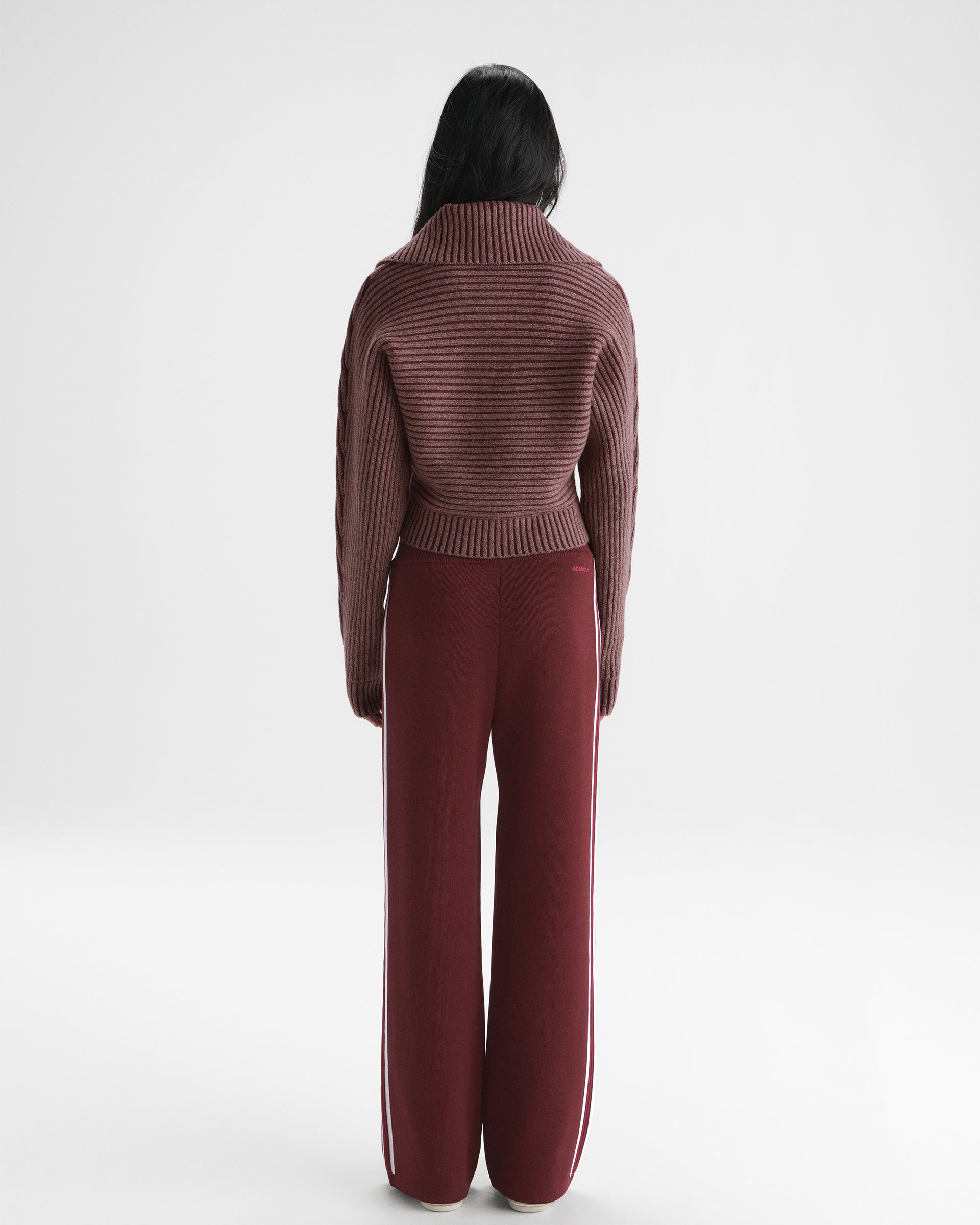 Knit Straight Leg Pants - Damson Red