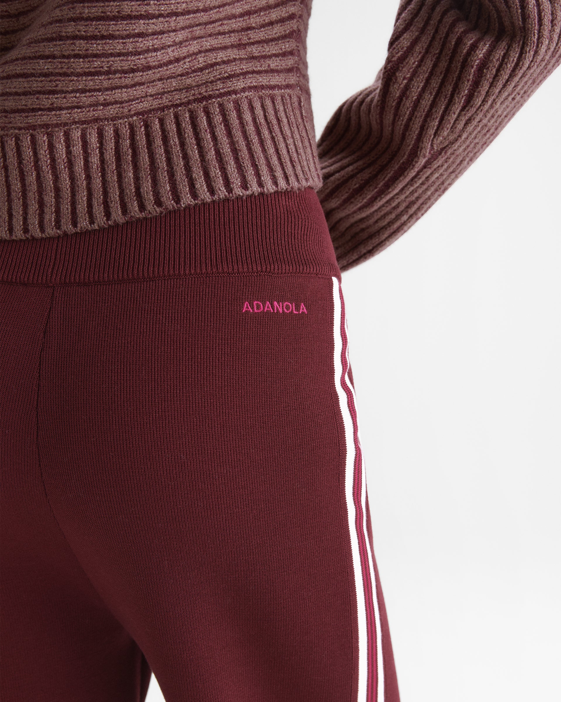 Knit Straight Leg Pants - Damson Red