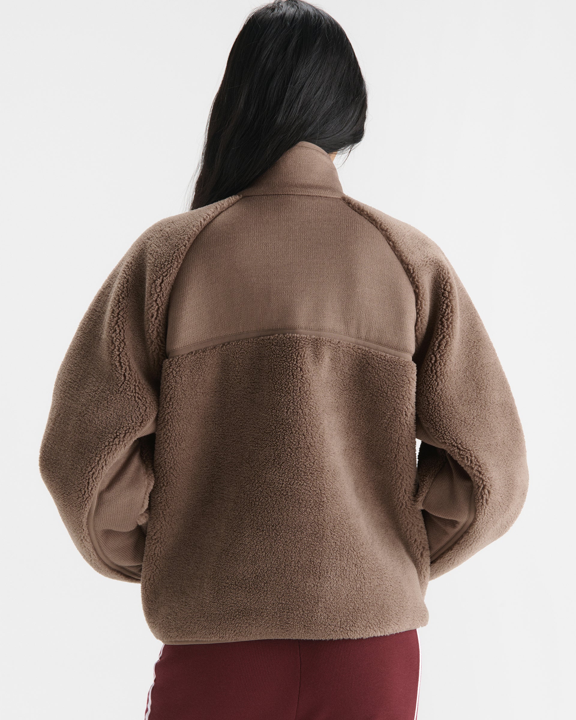 Knit Panel Detail Fleece - Mink Brown