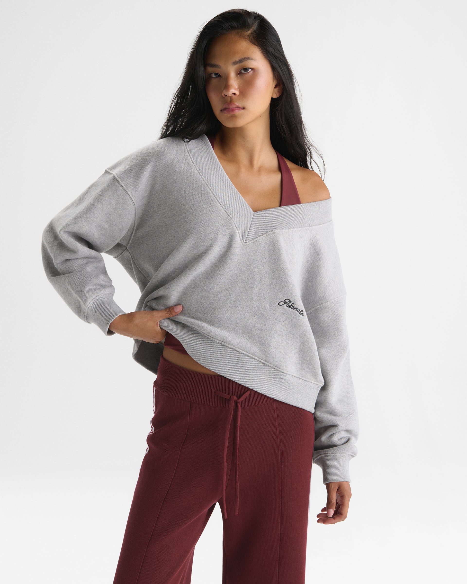 Classic V-Neck Sweatshirt - Heather Grey