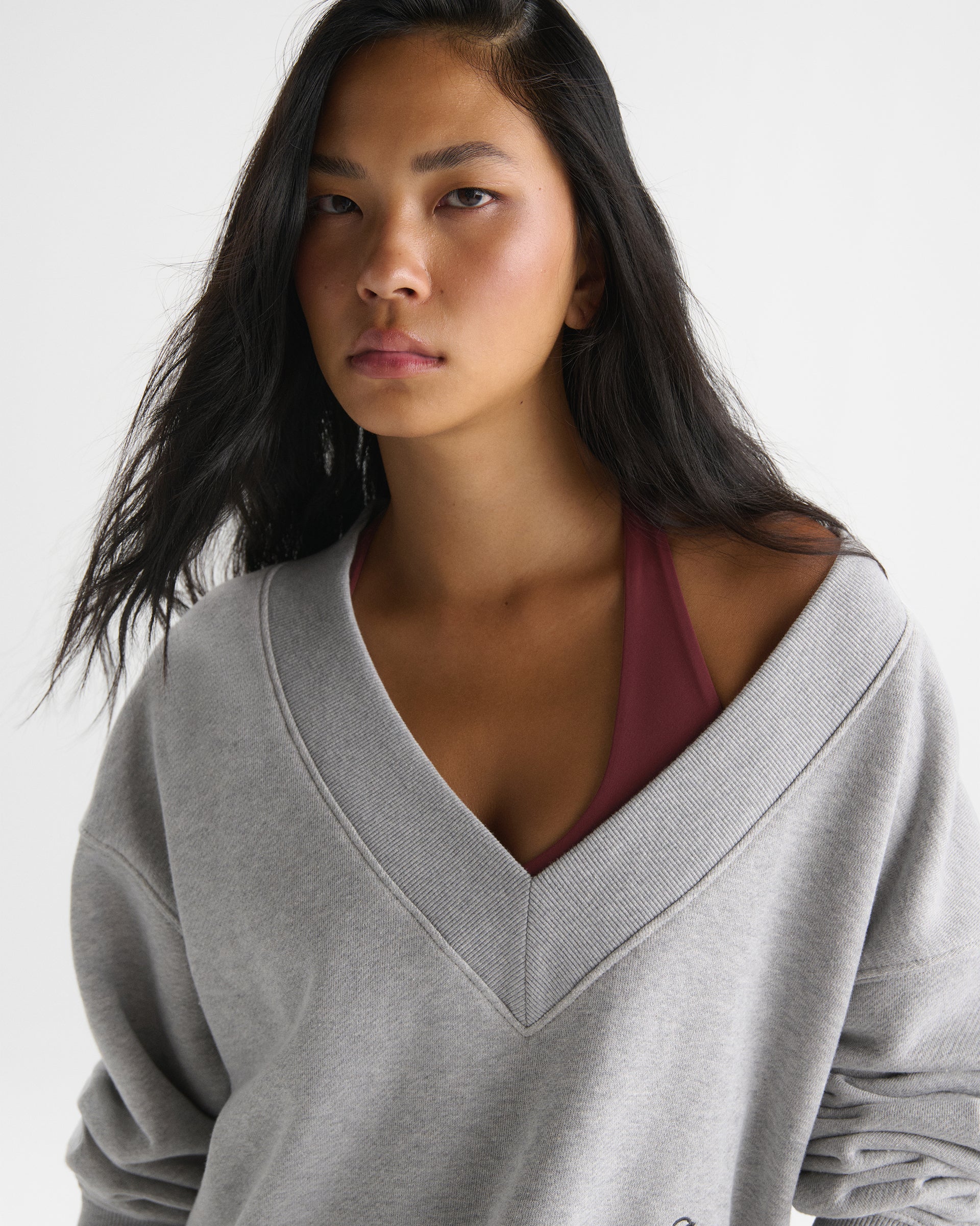 Classic V-Neck Sweatshirt - Heather Grey