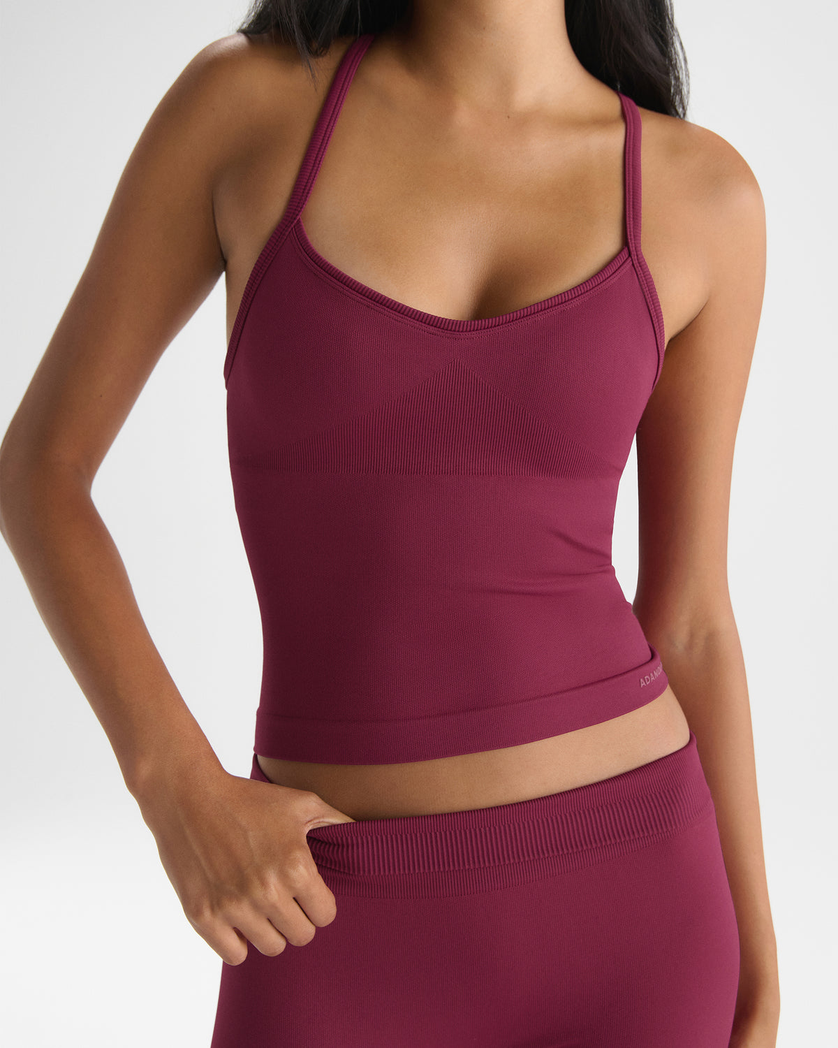Classic Seamless Cross Back Tank Top - Berry Red